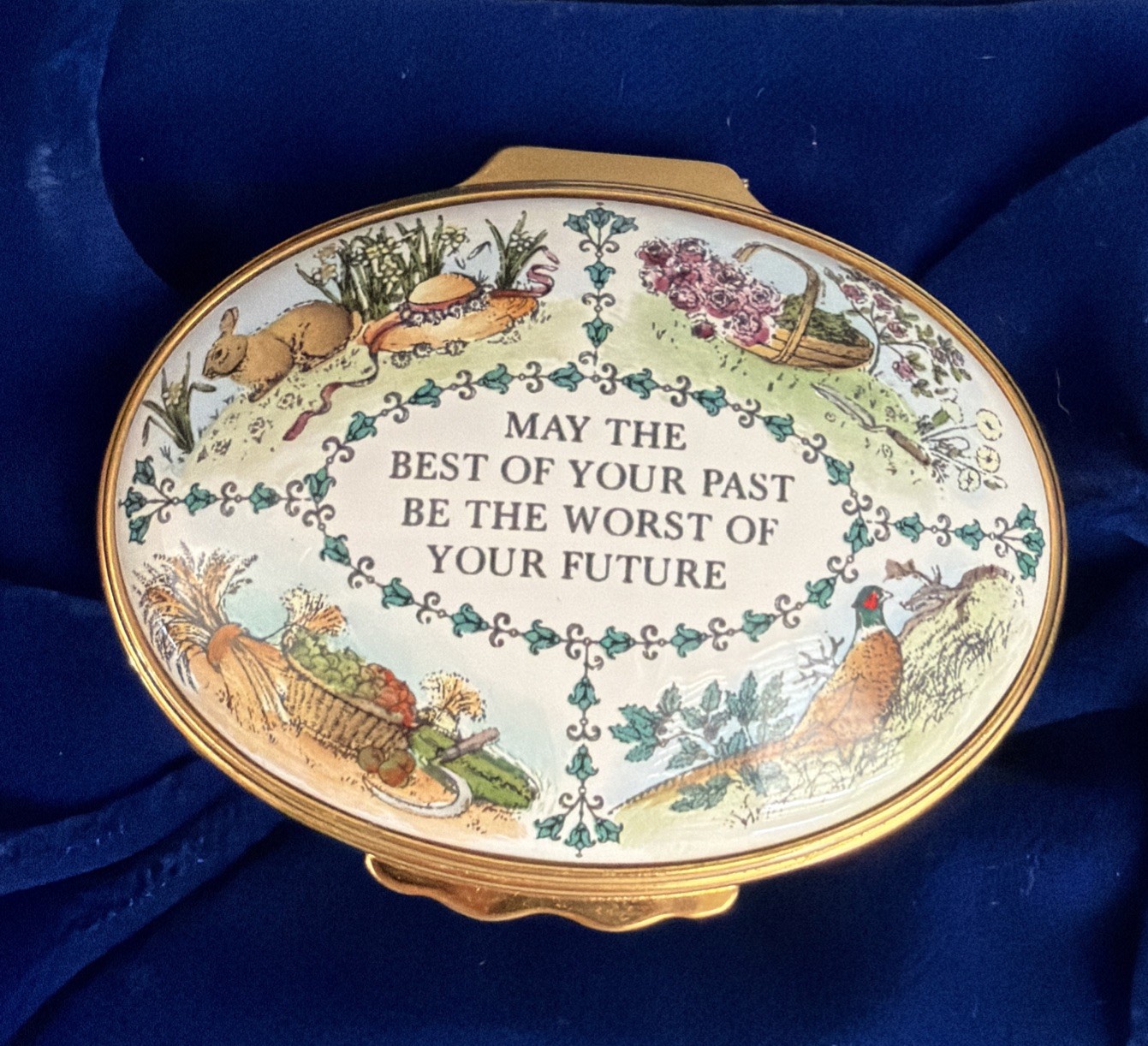 Halcyon Days May The Best of Your Past Enamel Trinket Box In Box