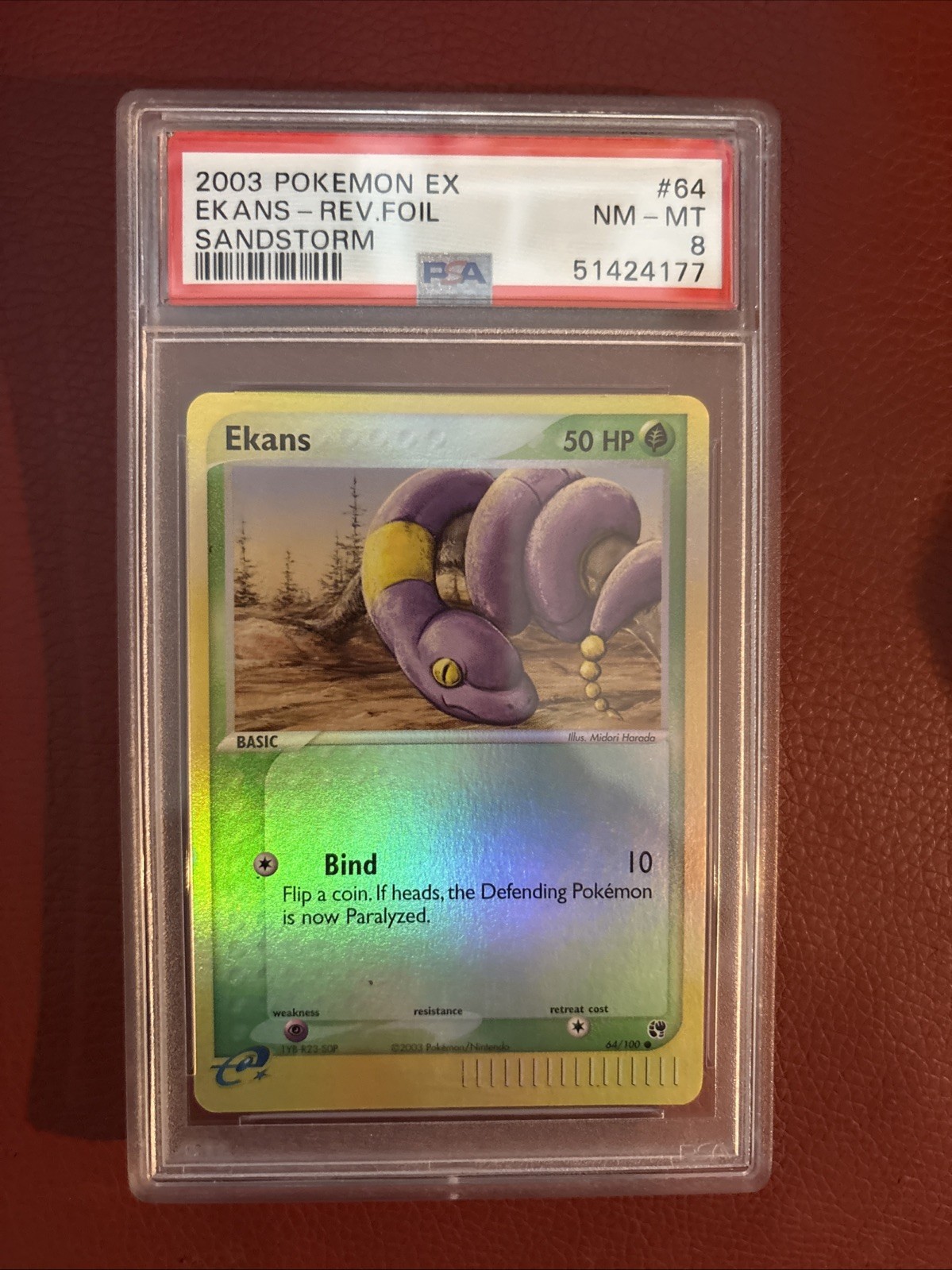 2003 Pokémon EX Sandstorm EKANS 64/100 REVERSE-FOIL TCG GRADED PSA 8 2003 Pokémon EX Sandstorm EKANS 64/100 REVERSE-FOIL TCG GRADED PSA 8
