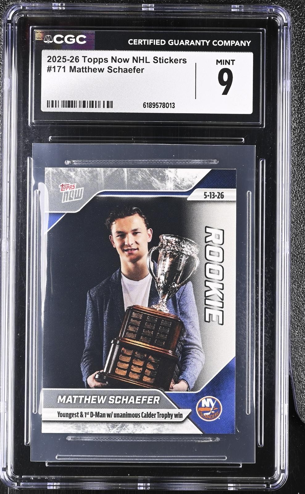 2025-26 Topps Now NHL Stickers #171 Matthew Schaefer CGC 9 NY Islanders
