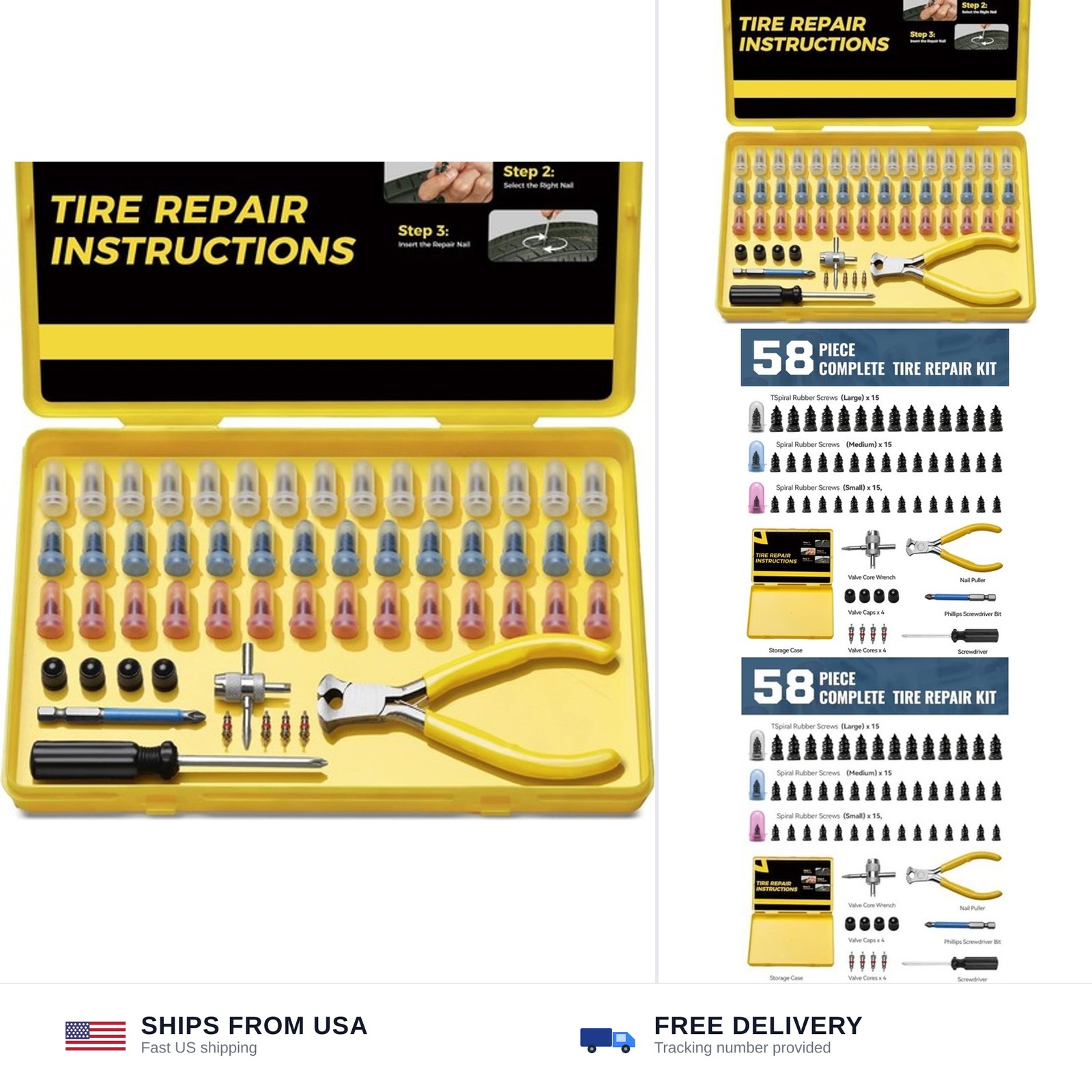 AUTOWN Tire Repair Kit with Tire Plugs Screw Type, Heavy Duty Flat Tire Punct... AUTOWN Tire Repair Kit with Tire Plugs Screw Type, Heavy Duty Flat Tire Punct...