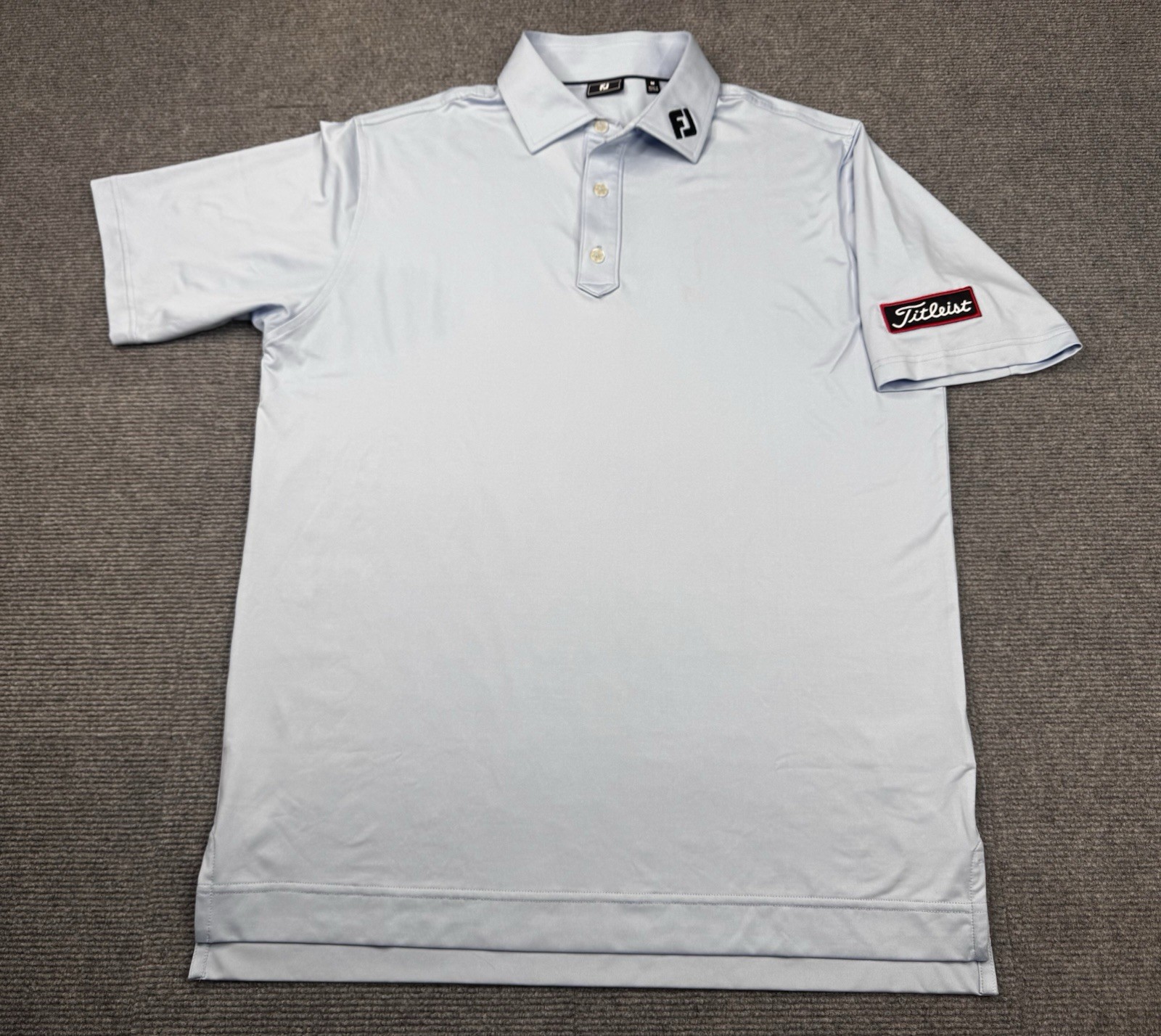 FootJoy Titleist Polo Shirt Mens Medium Light Blue Golf Performance Preppy Logo