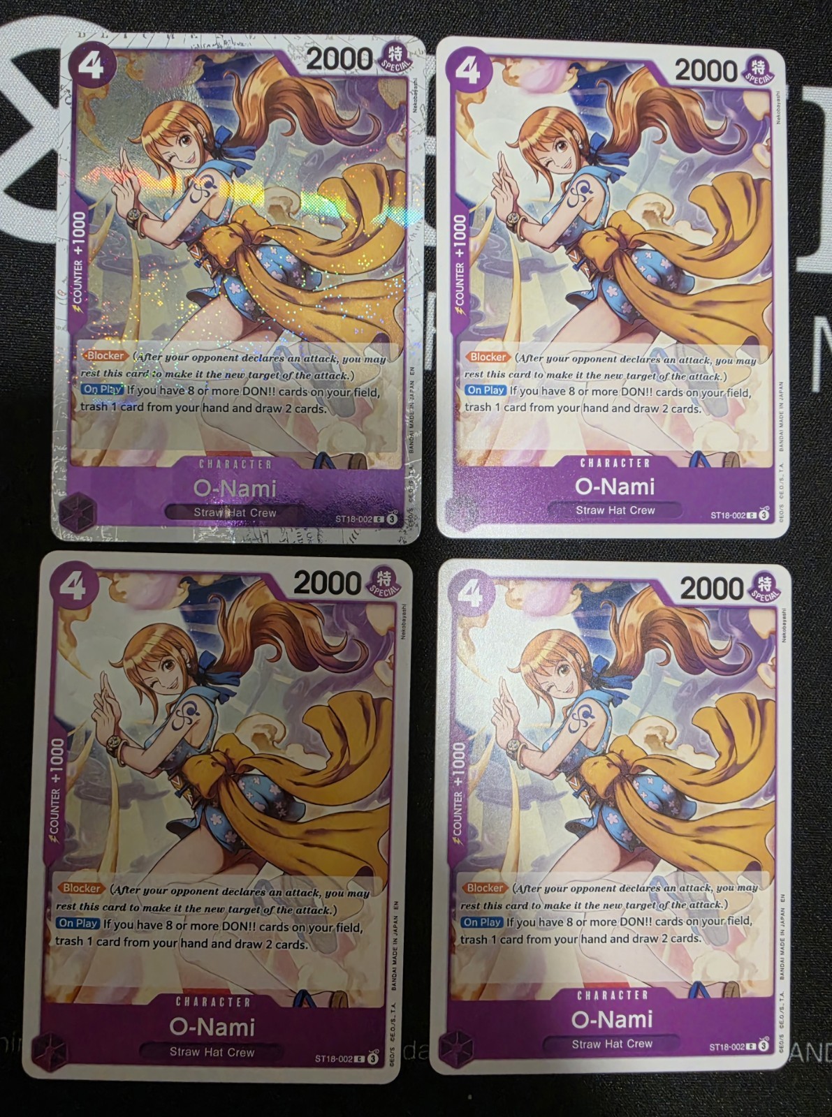 🔥 4 x One Piece ST18-002 C O-Nami - English - PRB02 1x Foil - Playset - NM/M 🔥