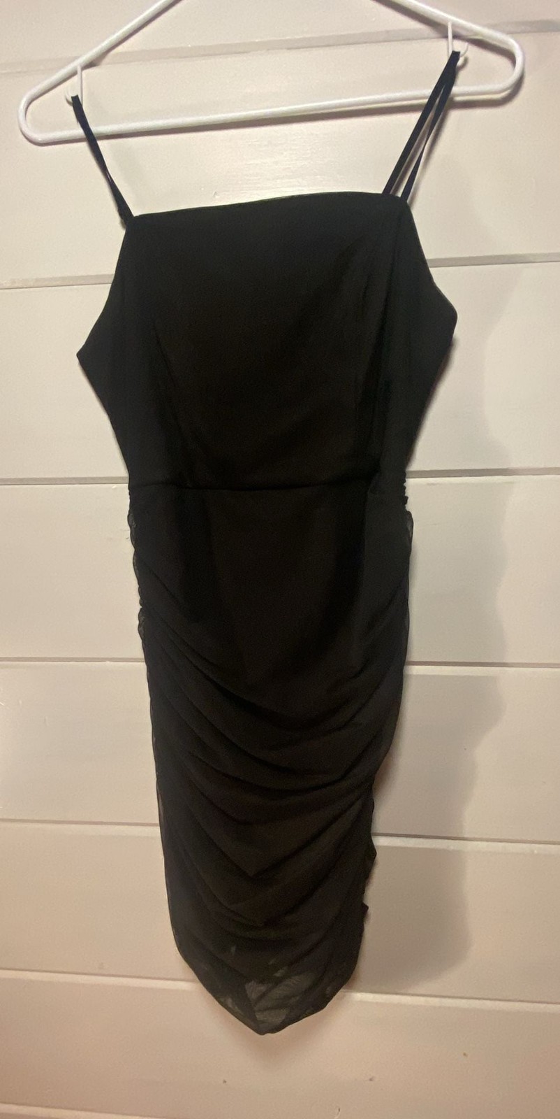 Chic ,Crystal Sky Black Ruched Dress Size M