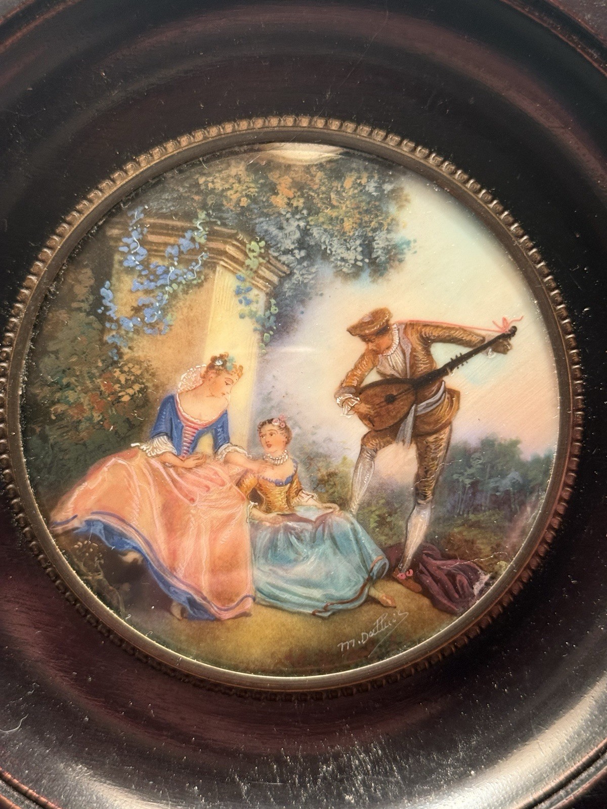Miniature & Scene & Musician & Ladies & Antique Miniature & Scene & Musician & Ladies & Antique