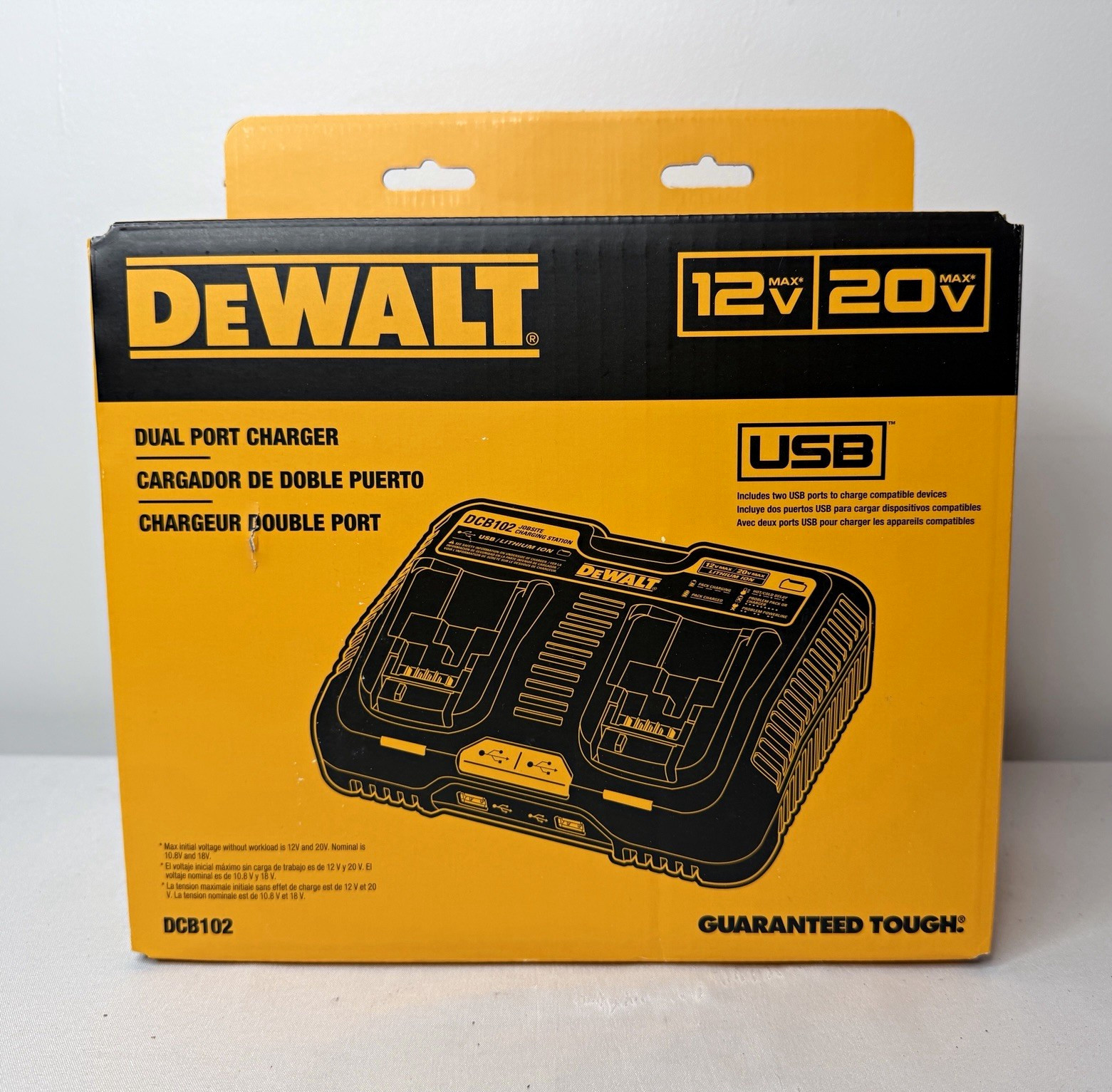 DEWALT DCB102 Dual Port Battery Charger 12V 20V MAX Lithium Ion USB NEW