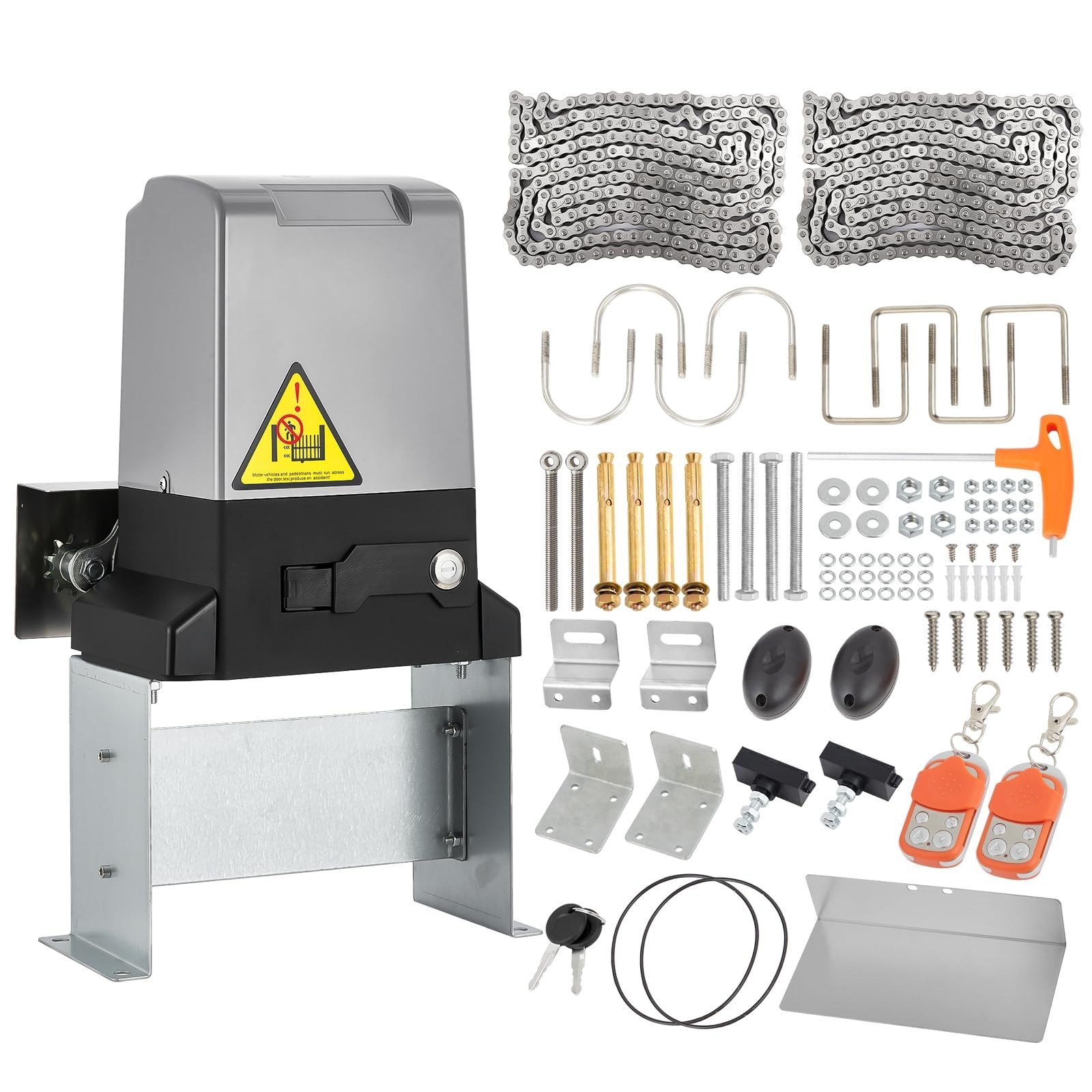 1800/2600 LBS Electric Automatic Sliding Gate Opener Motor w/ 2 Remote Controls