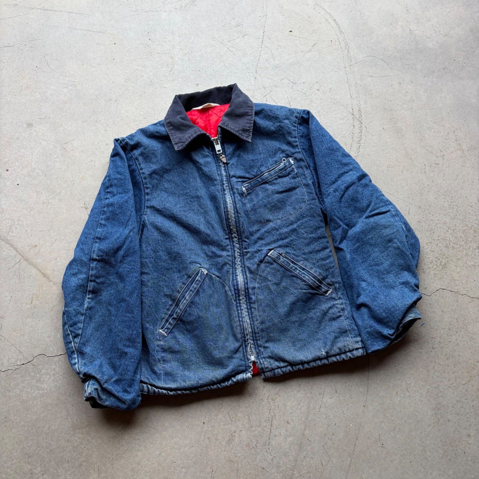 Vintage 70s Key Imperial Denim Chore Jacket Blue Quilted Lined Made in USA