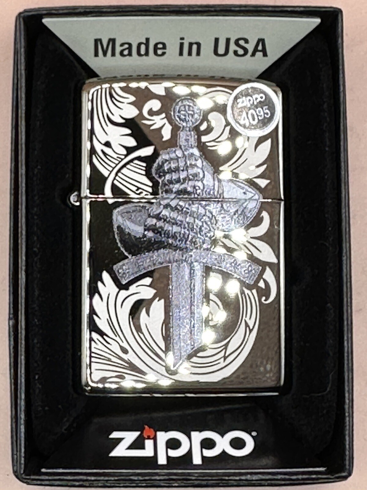 2022 Knights Glove Sword Design Black Ice 49127 Zippo Lighter NEW 2022 Knights Glove Sword Design Black Ice 49127 Zippo Lighter NEW
