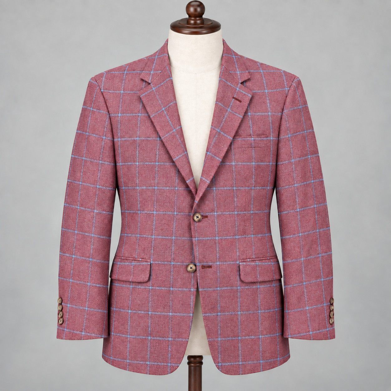 Robert Talbott Blazer Sport Coat Mens 40R Pink Plaid Silk Cashmere Windowpane