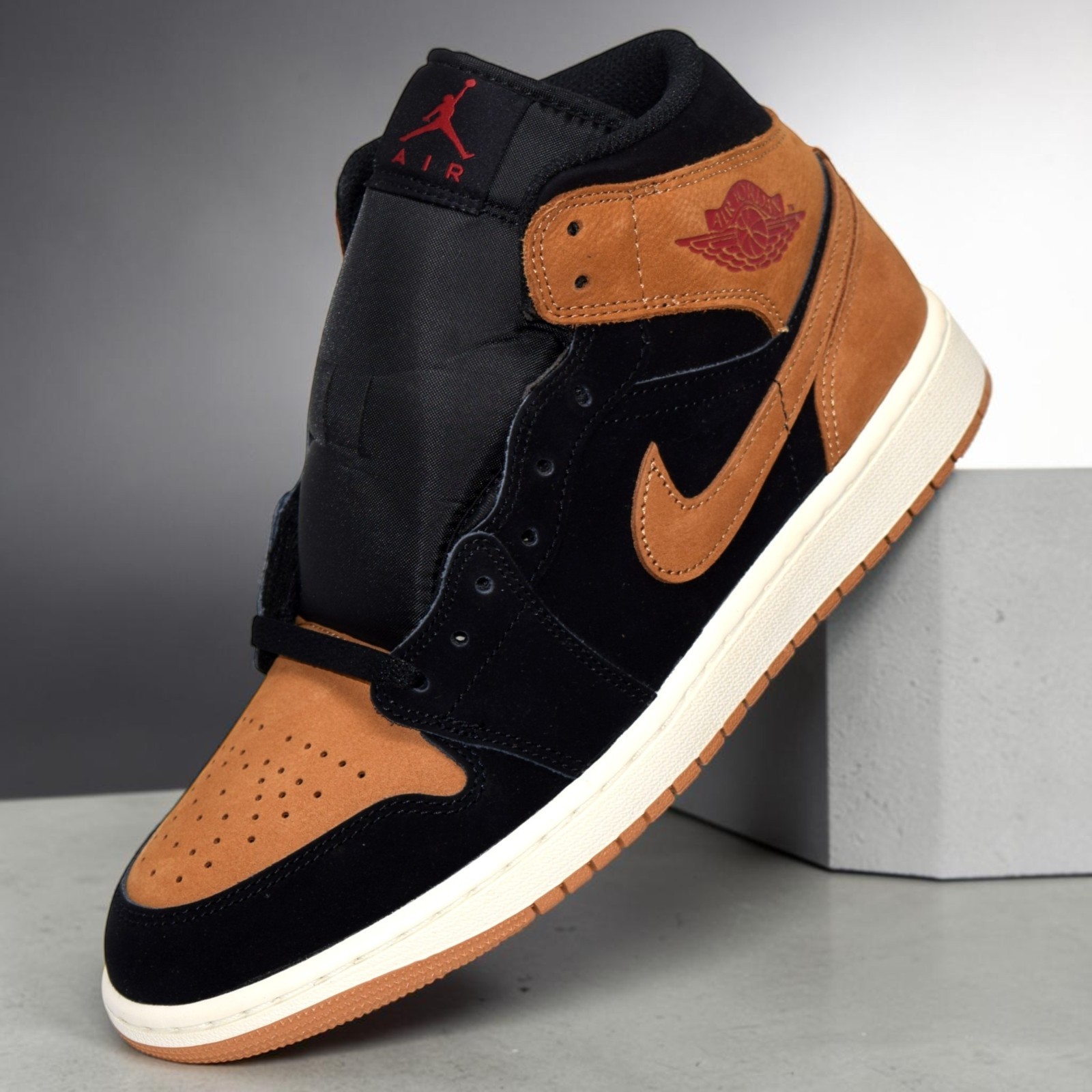 Nike Air Jordan 1 Mid SE Black Flax Varsity Red HV4091-002 Men's Sizes NEW Nike Air Jordan 1 Mid SE Black Flax Varsity Red HV4091-002 Men's Sizes NEW