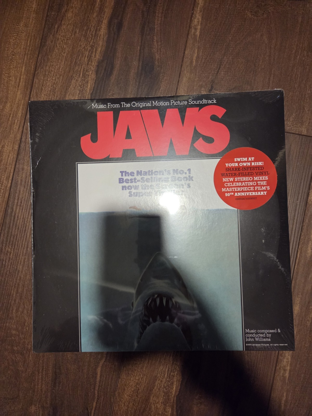 JAWS Soundtrack NEW WATER FILLED VINYL W/HYPE STICKER Numbered /1975 - IN HAND JAWS Soundtrack NEW WATER FILLED VINYL W/HYPE STICKER Numbered /1975 - IN HAND