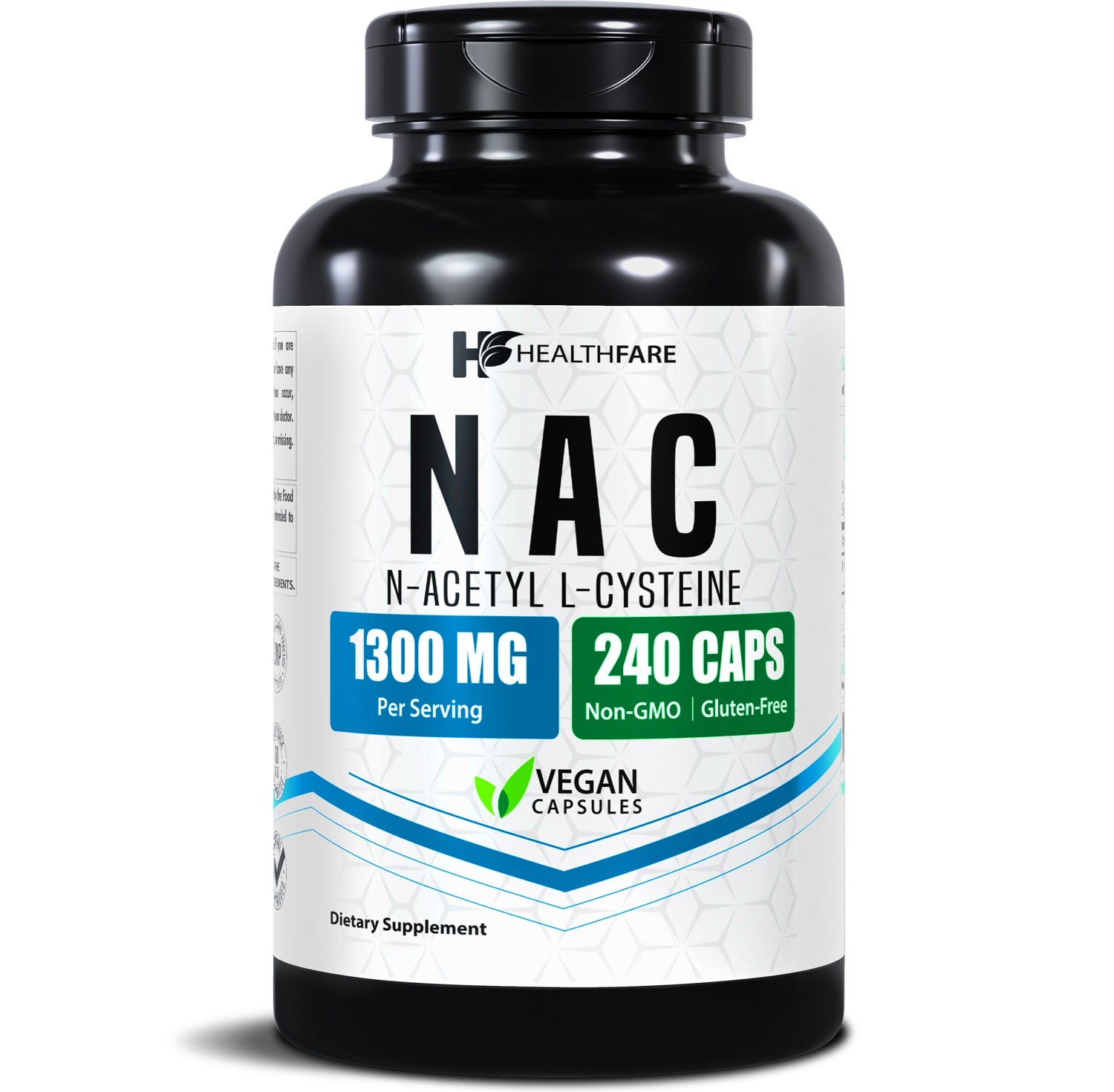 HealthFare N-Acetyl L-Cysteine (NAC) 1300mg, 240 Caps, Max Strength, Made in USA