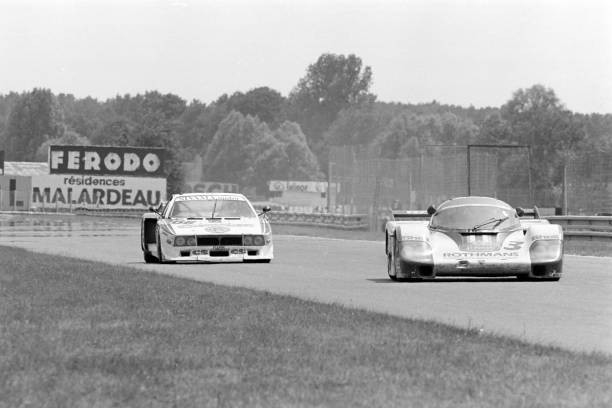 Al Holbert Hurley Haywood Jurgen Barth Porsche 956 leads Joe Castel- Old Photo