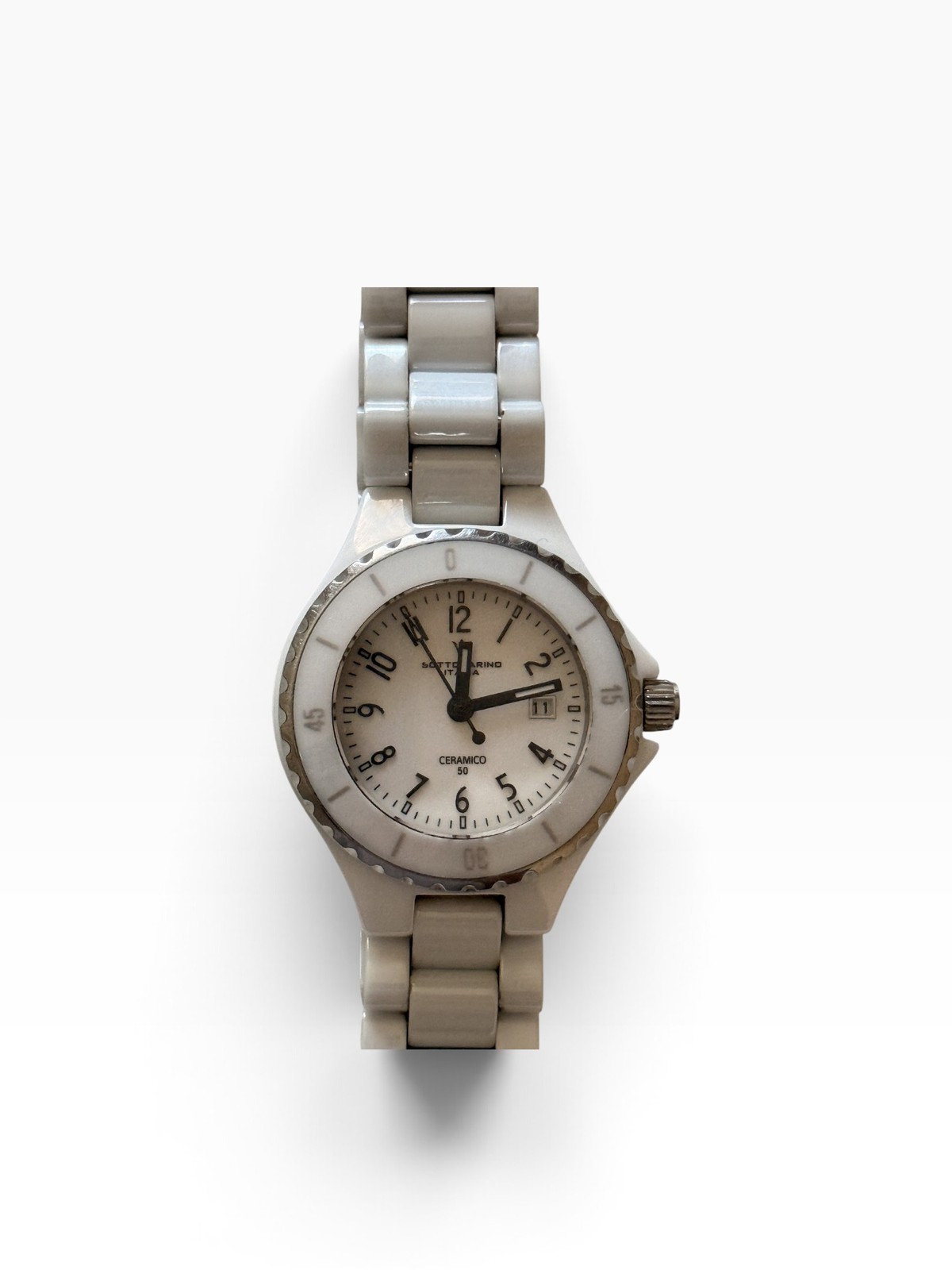 Sottomarino Italia Ceramico 50 SM-8009D White Ceramic Sapphire Watch Running Sottomarino Italia Ceramico 50 SM-8009D White Ceramic Sapphire Watch Running