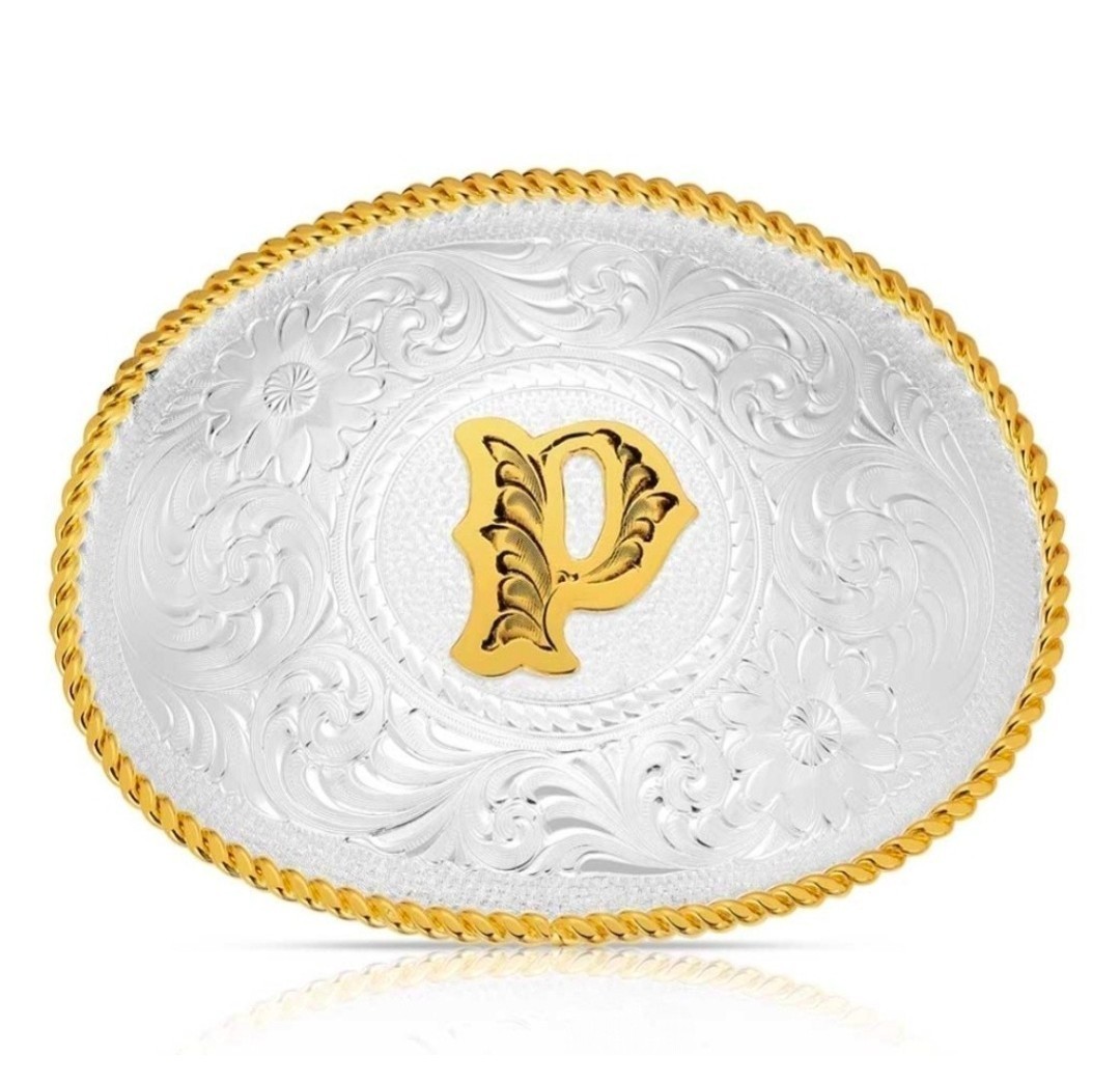 Montana Silversmiths Initial \'P\' Belt Buckle – Western Two-Tone Retail $140 NEW