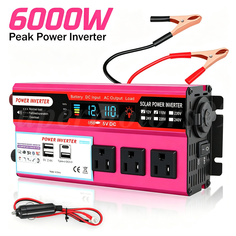 6000W/7000W/8000W/9000W Car Power Inverter 7-Outlet Port（3AC+3USB+1Type-C) LOT