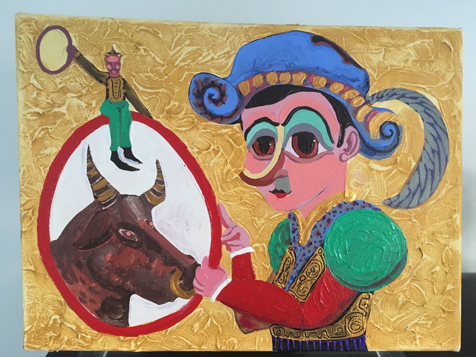 Luis Abreux (Cuban/American, b. 1971) Acrylic Painting Bullfighter & Bull Listed