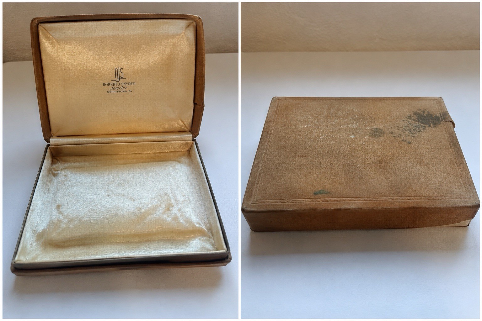 Vintage Robert J Snyder Jeweler Jewelry Presentation Box Norristown PA Antique