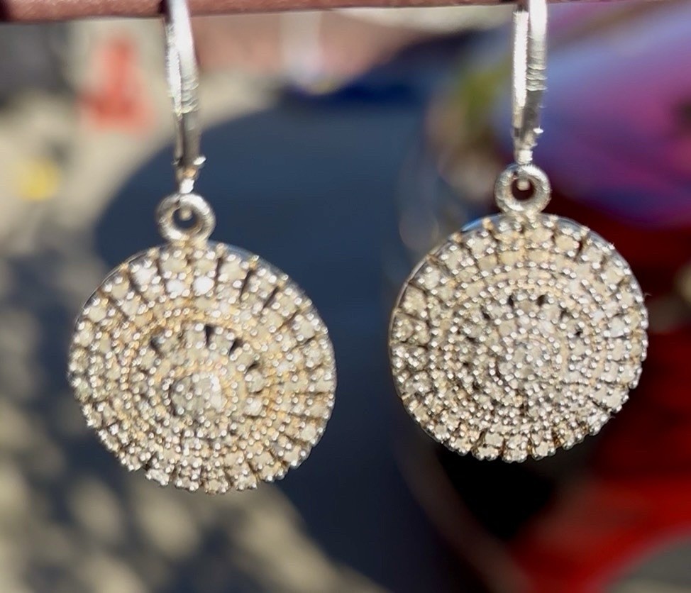 Authentic Vintage 925 Sterling Silver Starburst Dome Earrings Dual Stamped 7.94g