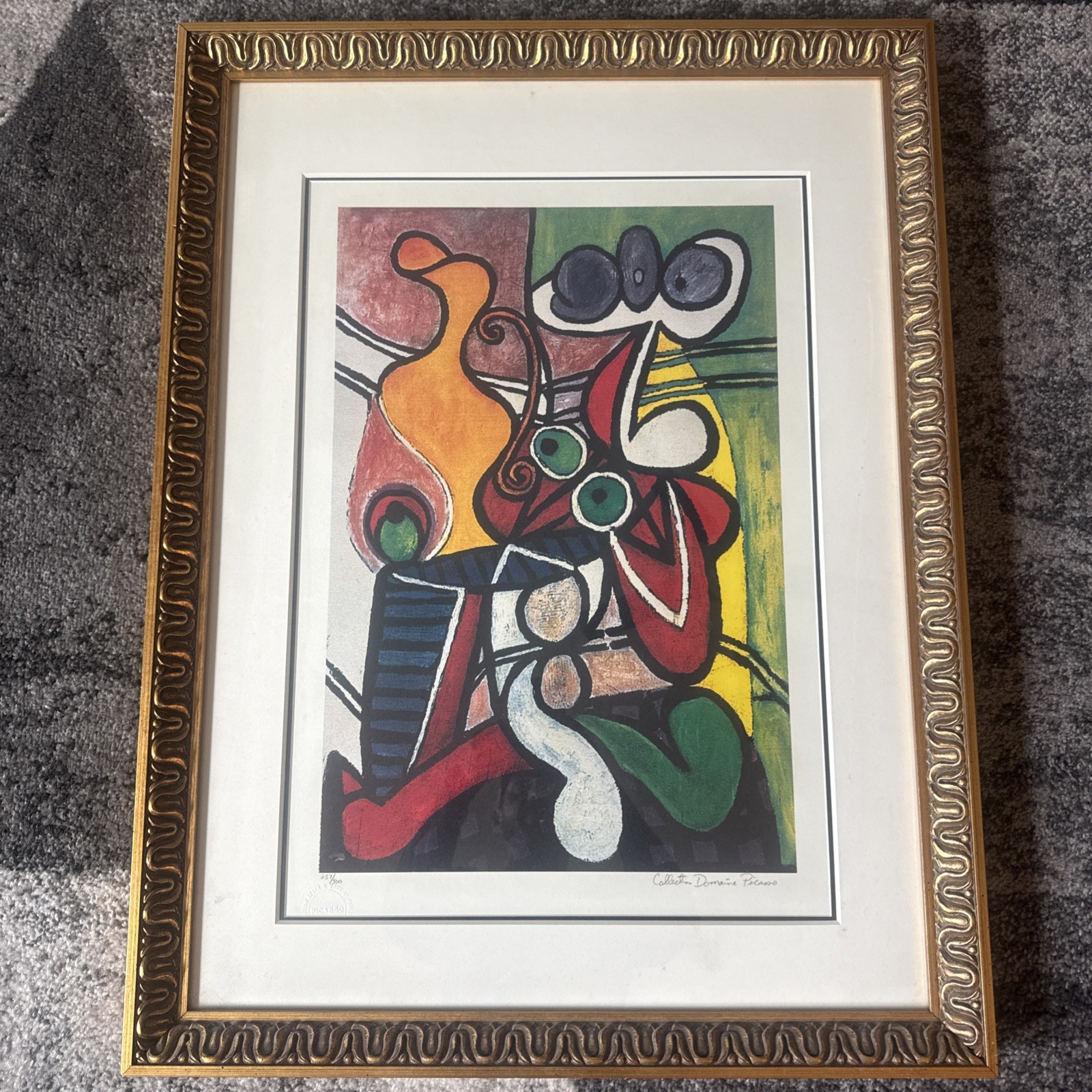 SIGNED STILL LIFE ON A PEDESTAL by PABLO PICASSO DOUBLE MATTE, GLASS & FRAME SIGNED STILL LIFE ON A PEDESTAL by PABLO PICASSO DOUBLE MATTE, GLASS & FRAME
