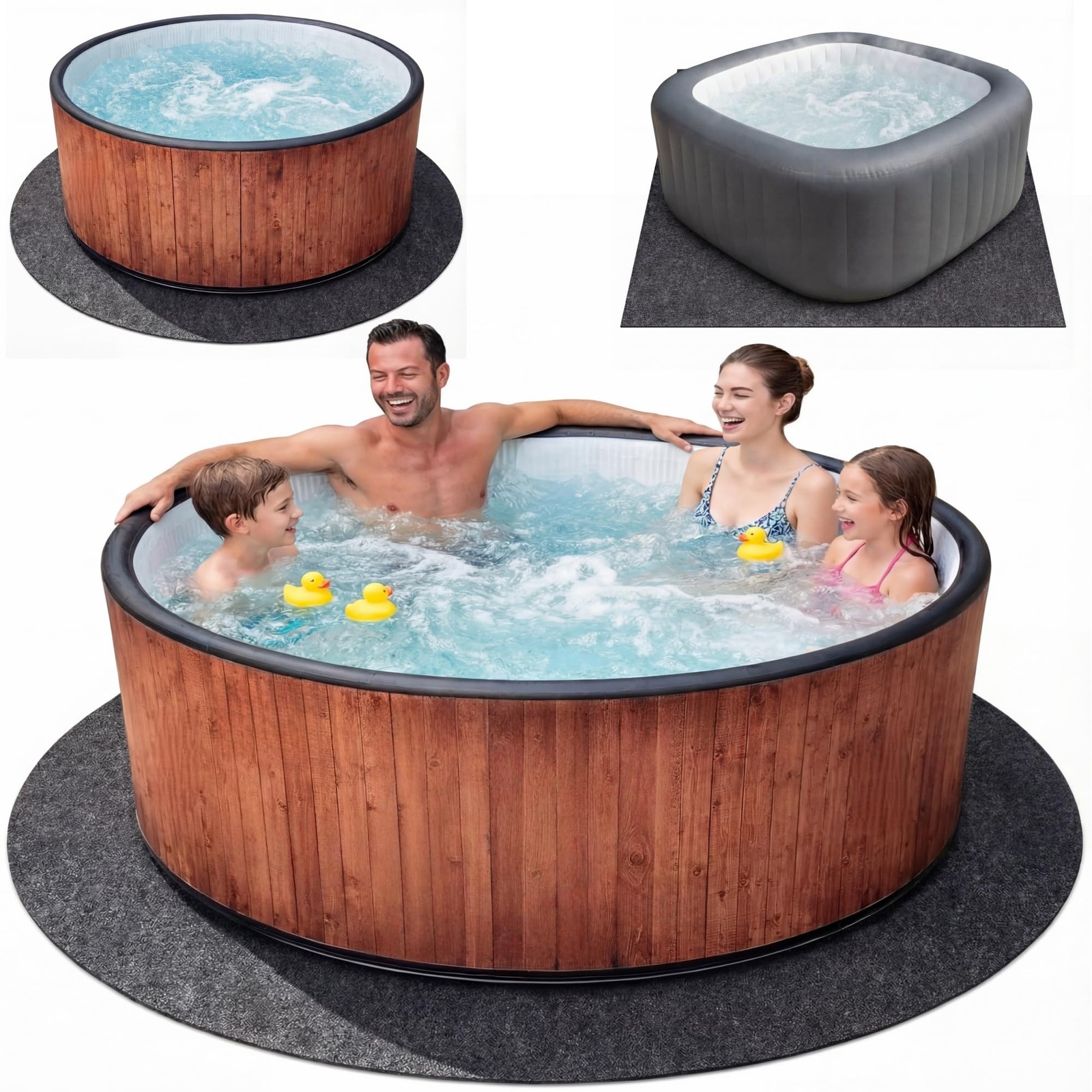 Upgraded 80 * 80 inch Round Hot Tub Mat, Extra Large Inflatable Hot Tub Pad O... Upgraded 80 * 80 inch Round Hot Tub Mat, Extra Large Inflatable Hot Tub Pad O...