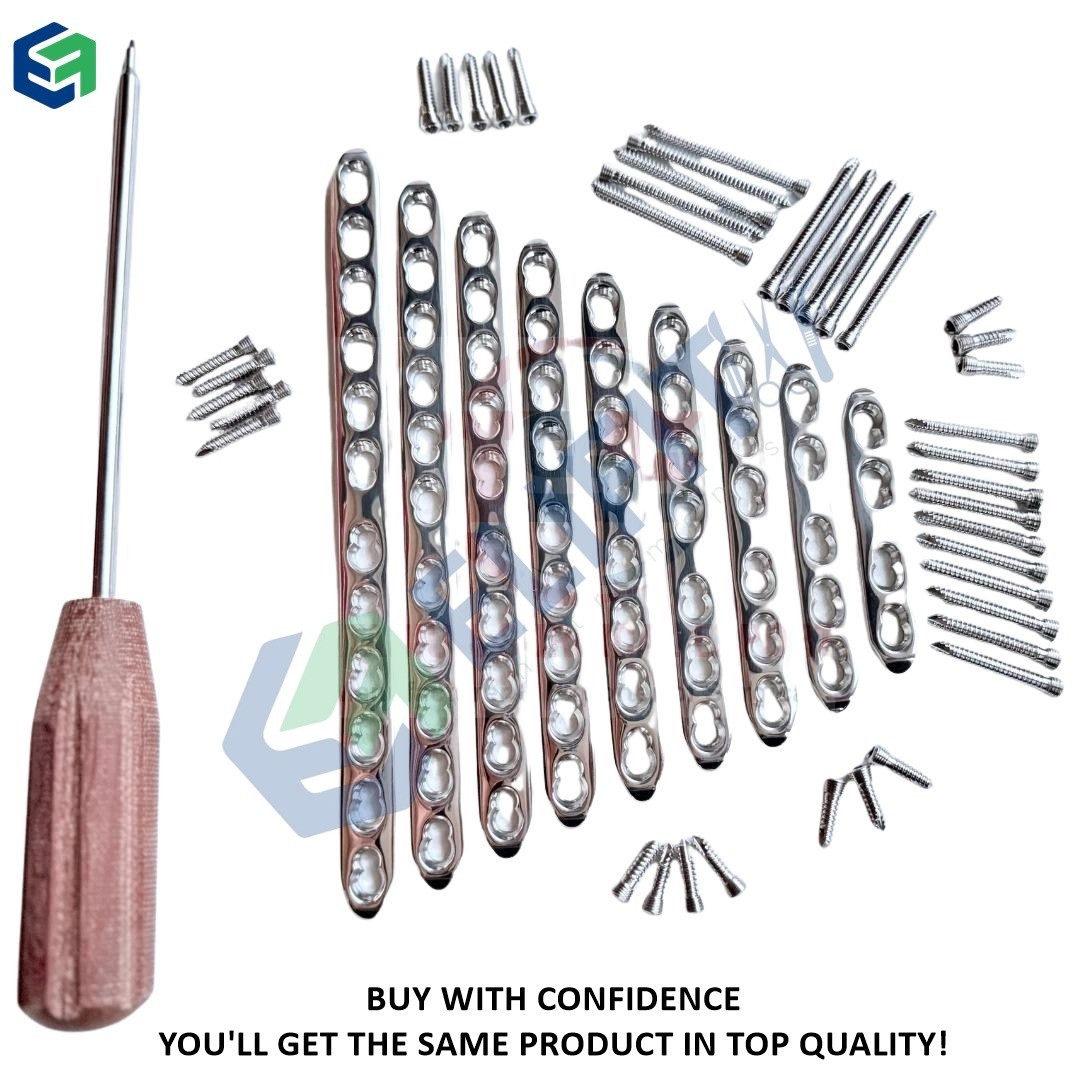 Locking Small 3.5mm Plates 4 to 12 Holes for 3.5mm LCP screw (82 Pcs ) SS 316L