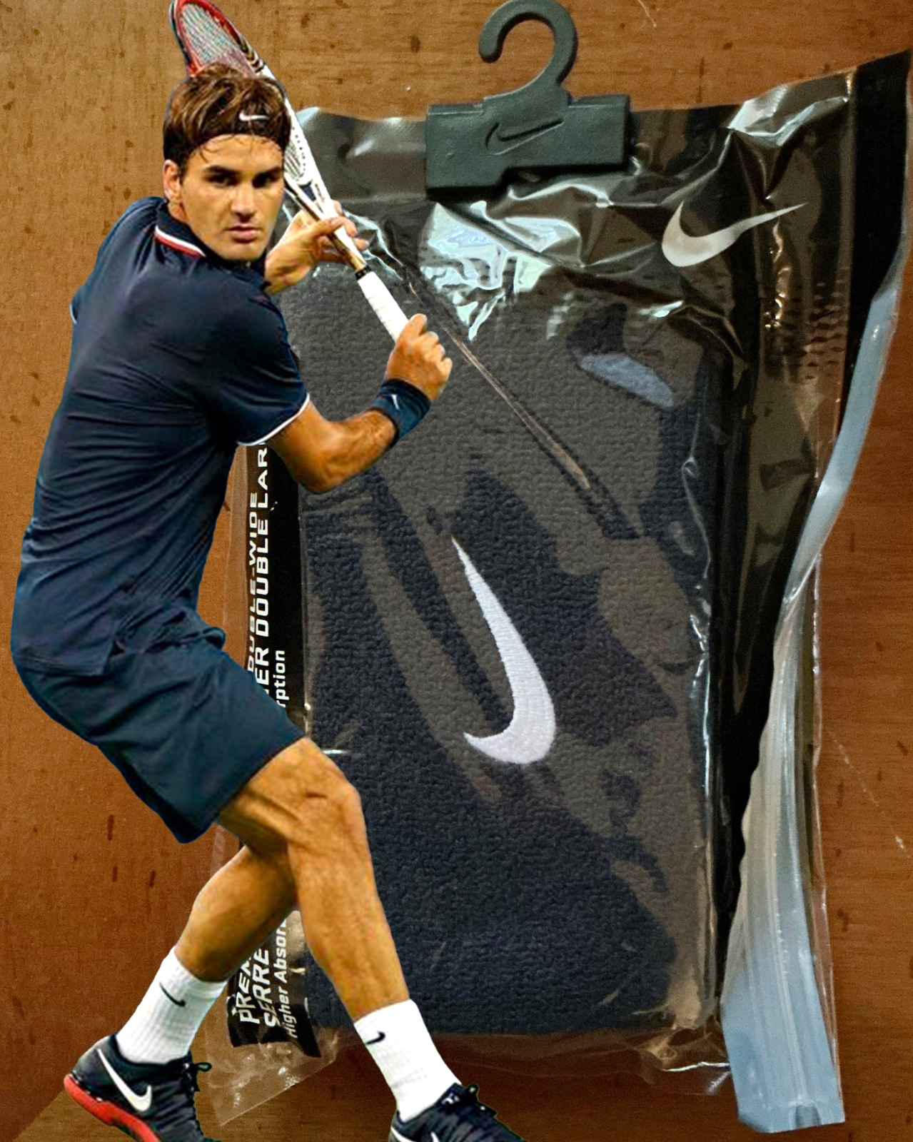 Nike Roger Federer 2012 US Open Night Premier Doublewide Wristbands Navy Sealed