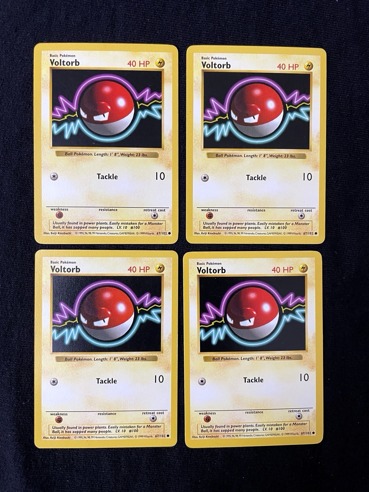 Set Of 4 Voltorb 67/102 Common Base Set Pokemon Shadowless LP Set Of 4 Voltorb 67/102 Common Base Set Pokemon Shadowless LP