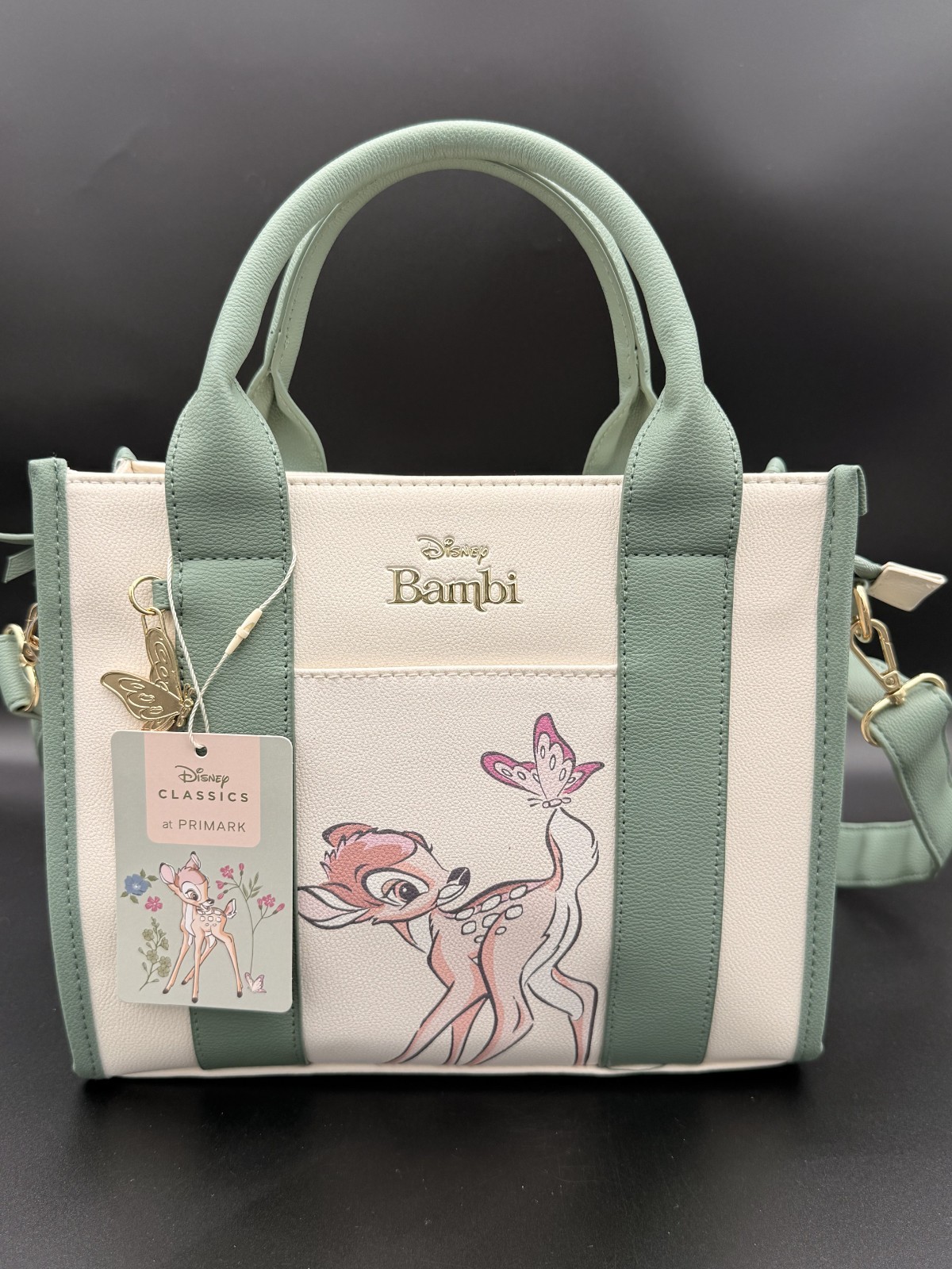 NWT Disney Classics Primark Bambi Cream Sage Green Tote Crossbody Handbag