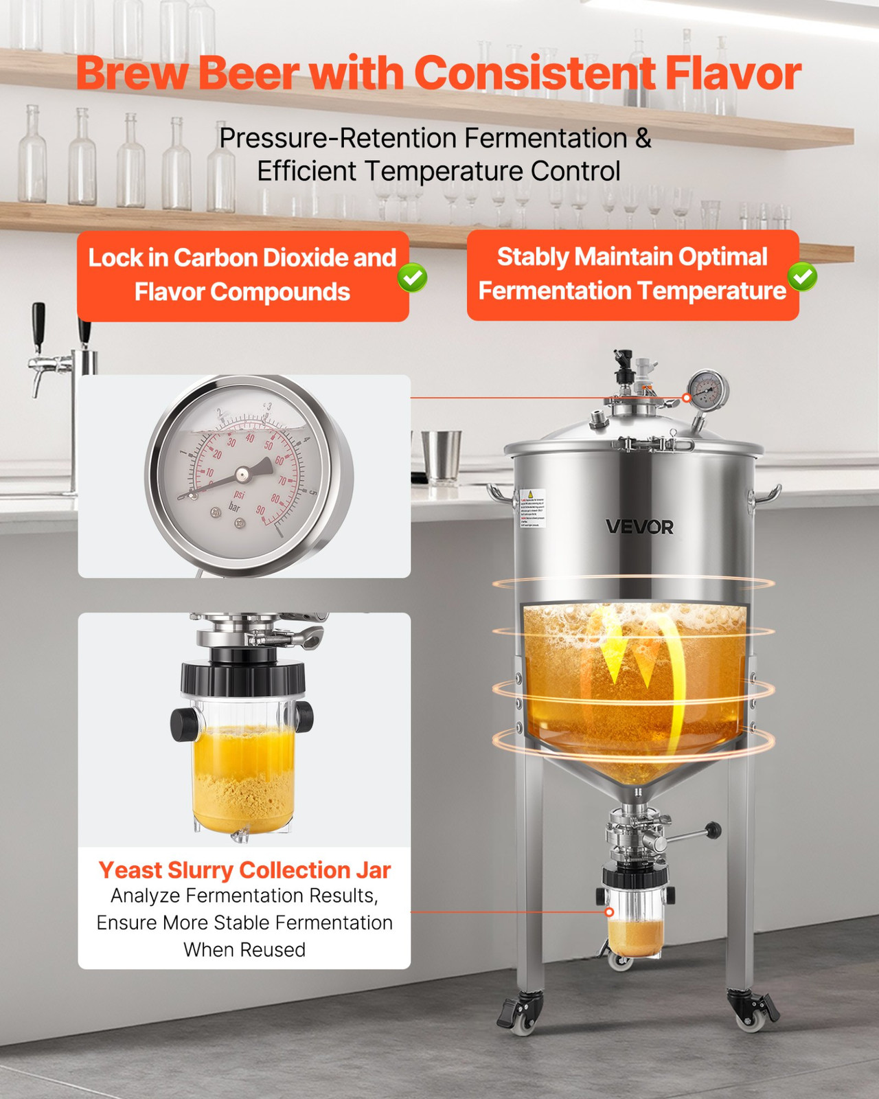 VEVOR 60L All-in-One Stainless Steel Pressure Fermenter | Conical Fermenter VEVOR 60L All-in-One Stainless Steel Pressure Fermenter | Conical Fermenter