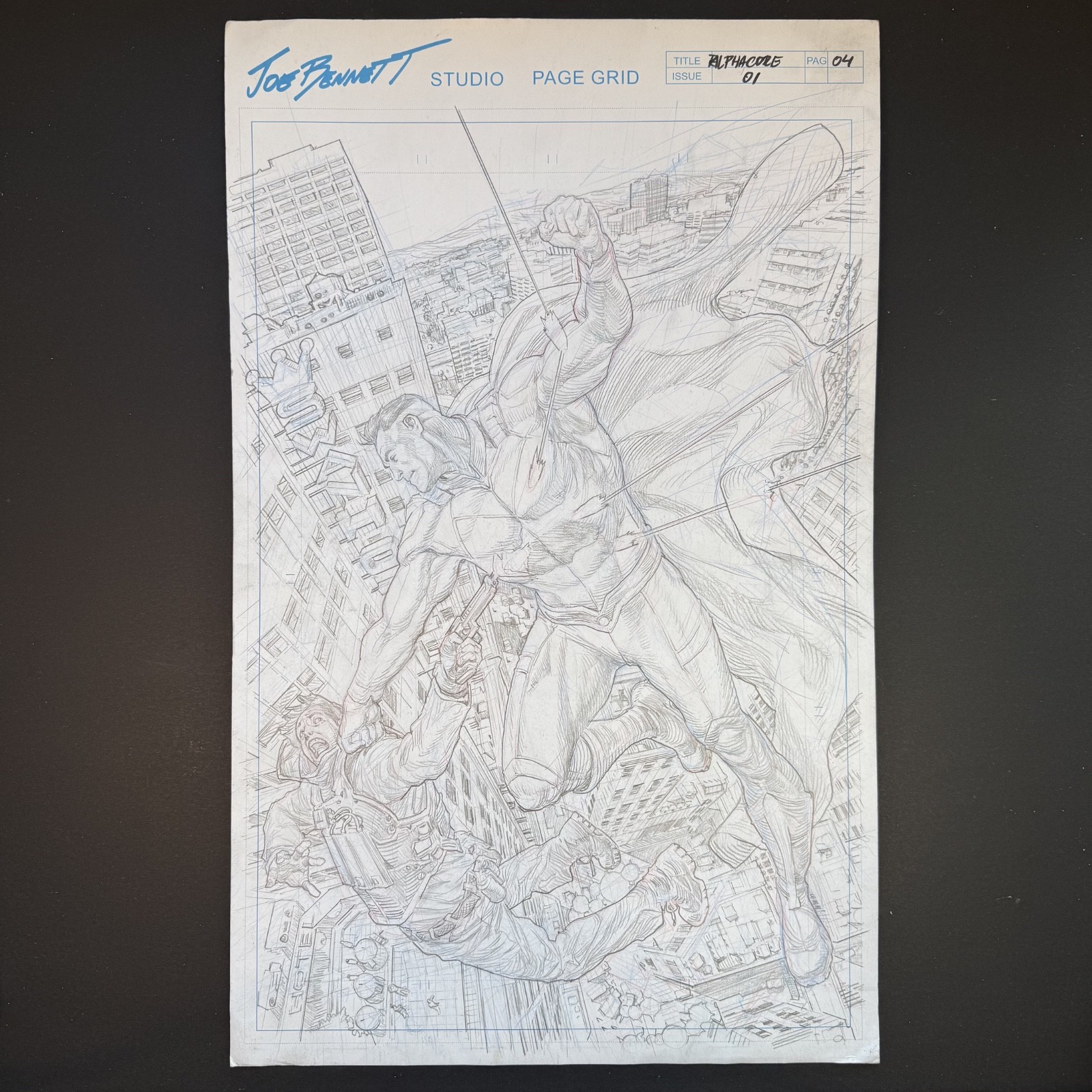 Alphacore #1 Splash Joe Bennett Cover Original Art Rippaverse Superman Homage Alphacore #1 Splash Joe Bennett Cover Original Art Rippaverse Superman Homage