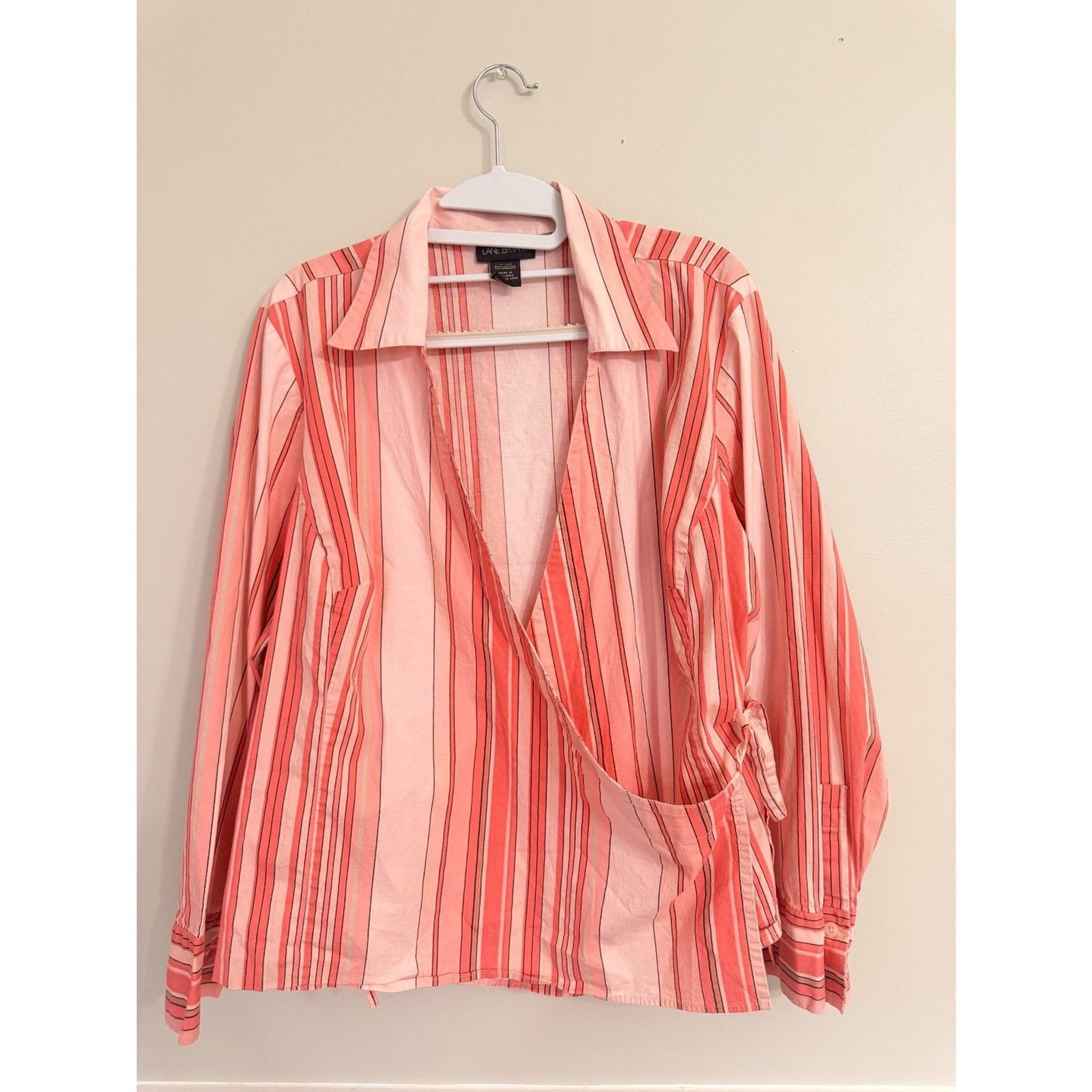 Lane Bryant Plus size striped 2000s business casual wrap shirt (18/20)