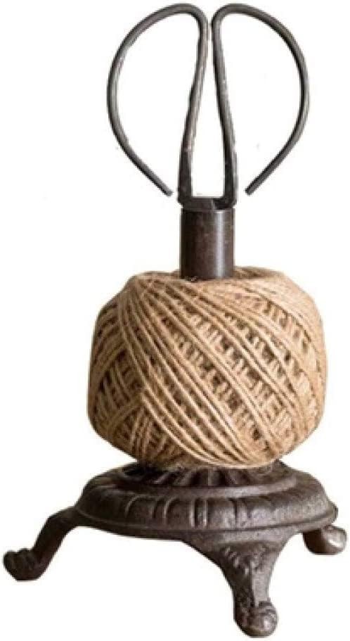 TELKIN TWINE & SCISSORS Spool Holder Set - Vintage Cast Iron Sewing Room Decor