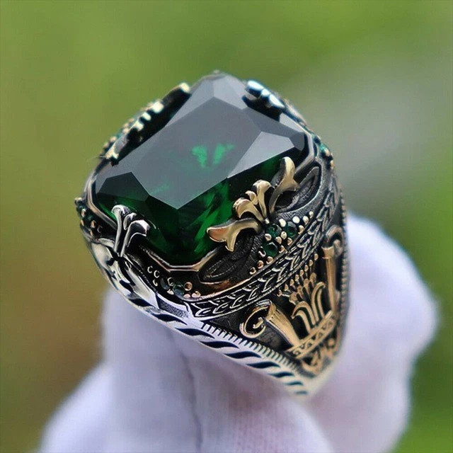 Handmade Black Men\'s Ring Alloy Fashion Ring Geometric Vintage Style All Sizes**