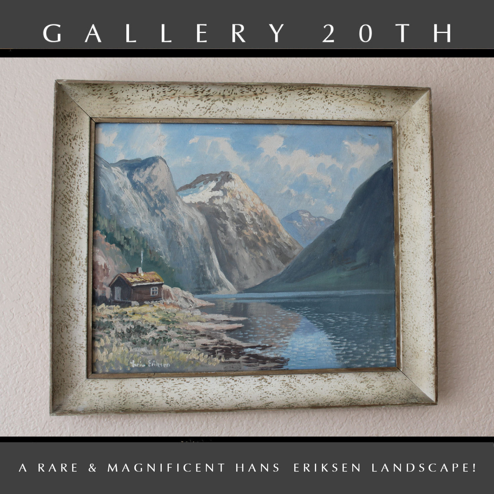 EPIC DANISH HANS ERIKSEN ORIG. LANDSCAPE OIL PAINTING ART VTG 30\'S MID CENTURY