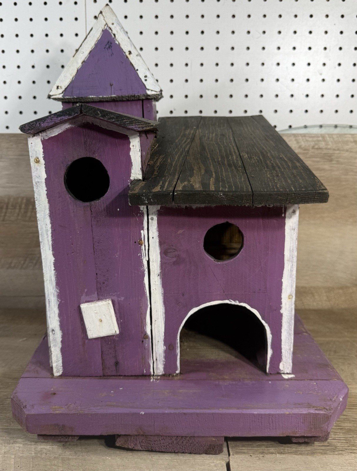 Early Vintage French Handmade Wood Metal Church Style Birdhouse