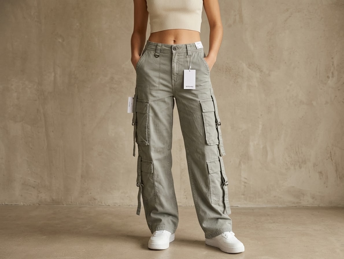 NWT Bershka Women’s Multi Cargo Pants Grey/Sage Wide Leg Utility Straps Size US NWT Bershka Women’s Multi Cargo Pants Grey/Sage Wide Leg Utility Straps Size US