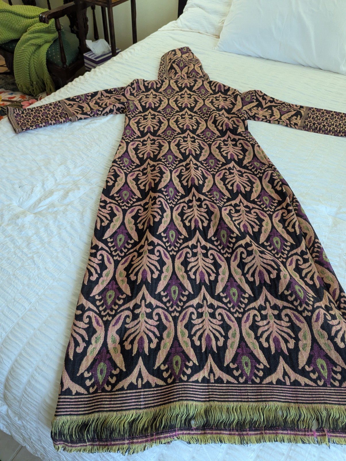 Authentic Vintage 90s Moroccan Woven Zip Up Hooded Long Coat Jacket 38 Authentic Vintage 90s Moroccan Woven Zip Up Hooded Long Coat Jacket 38