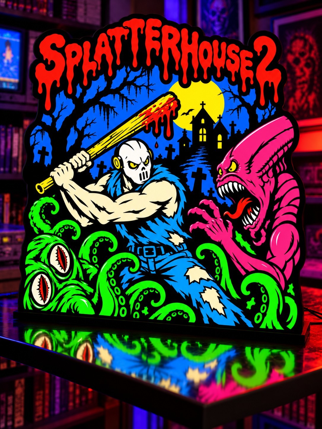Splatterhouse 2 LED Light Box Sign Retro Arcade Horror Gaming Decor