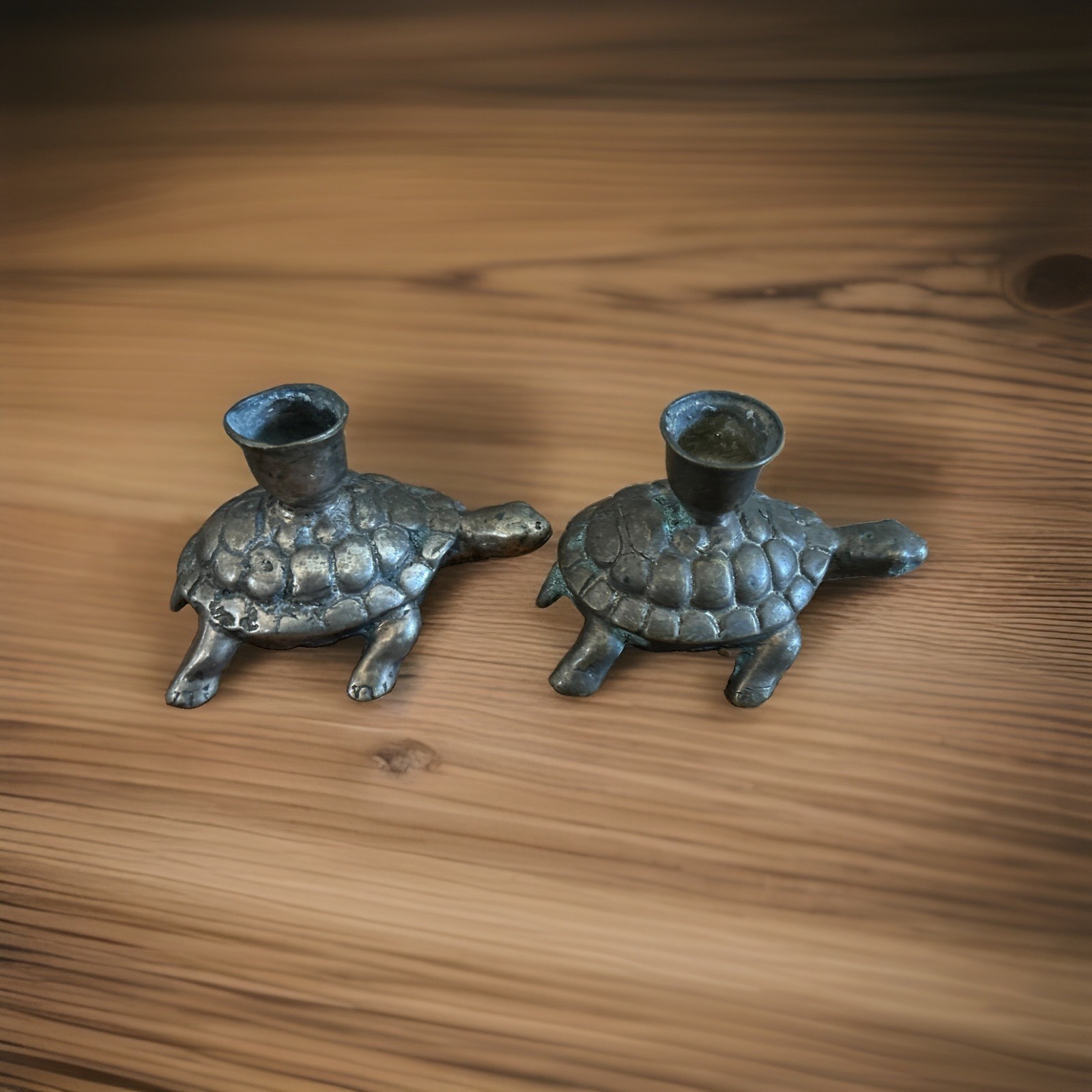 Charming Vintage Brass Turtle Candle Holders Charming Vintage Brass Turtle Candle Holders
