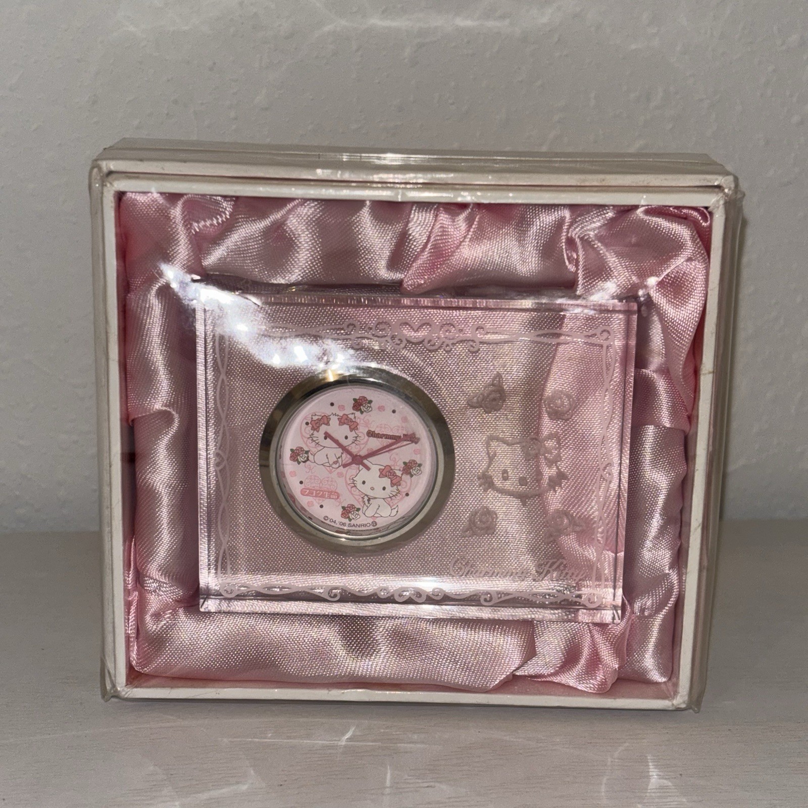 RARE Vintage Sanrio Charmmy Kitty SEIKO Crystal Desk Clock Sealed Deadstock NIB