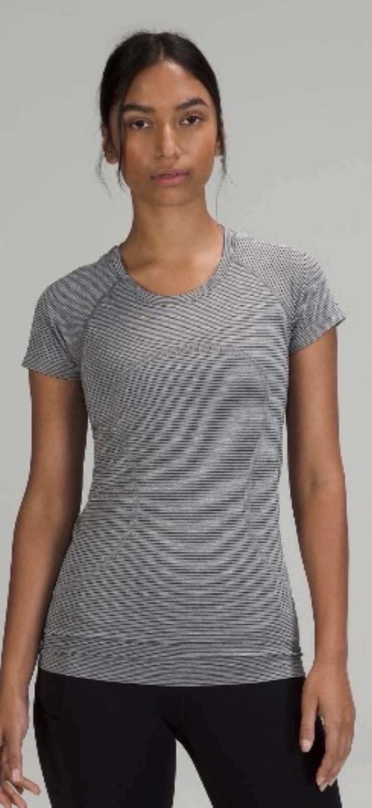 lululemon Ladies Swiftly Tech SS 2.0, Size 14, Tetra Stripe Asphalt
