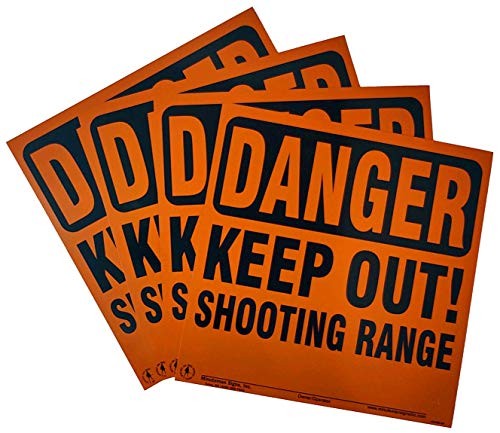 Minuteman Signs | Aluminum Danger Keep Out Shooting Range Sign 4 Pack (Orange)
