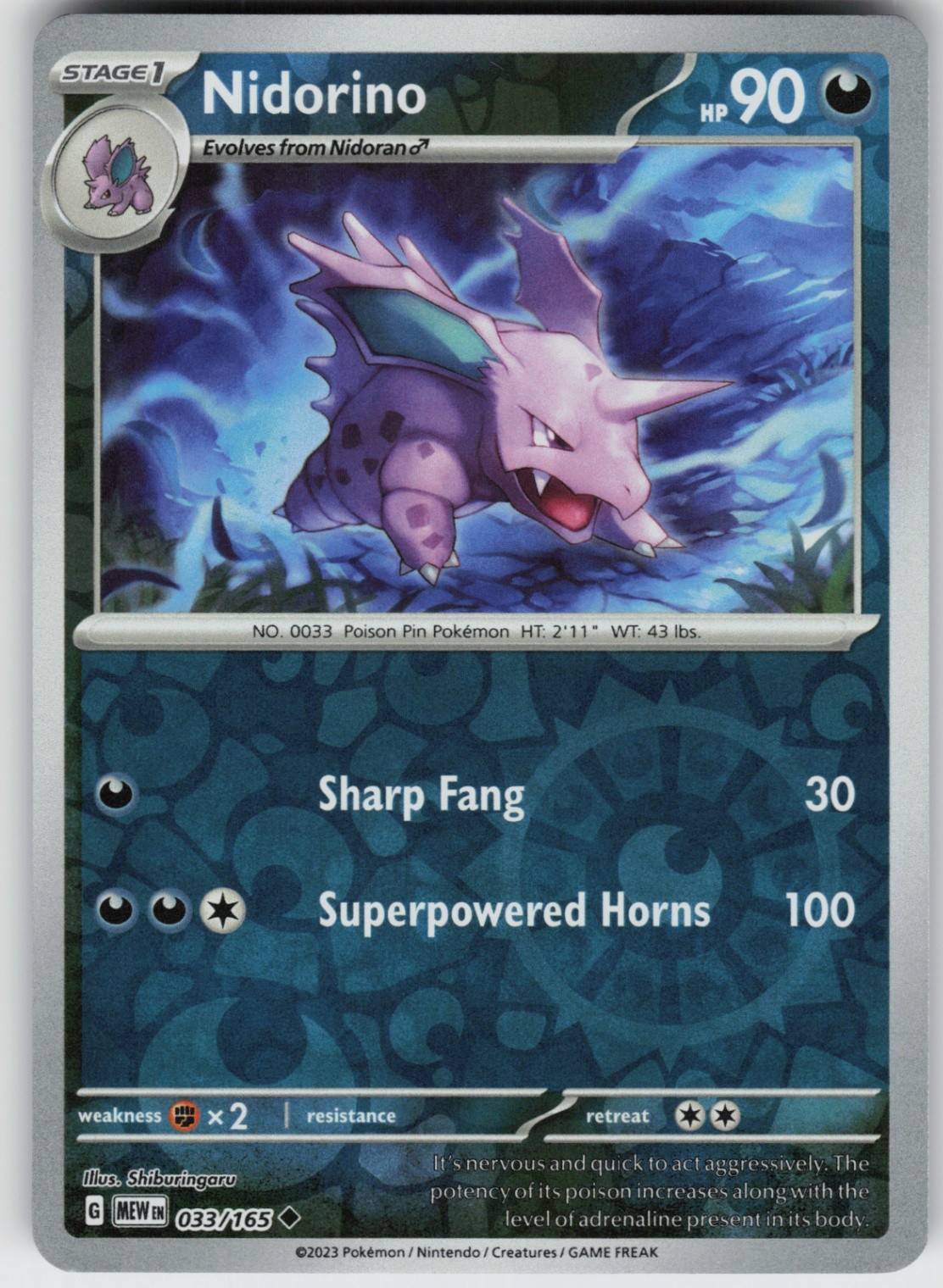 PO-03 Reverse Holo Nidorino 033/165 Uncommon SV: Scarlet & Violet 151