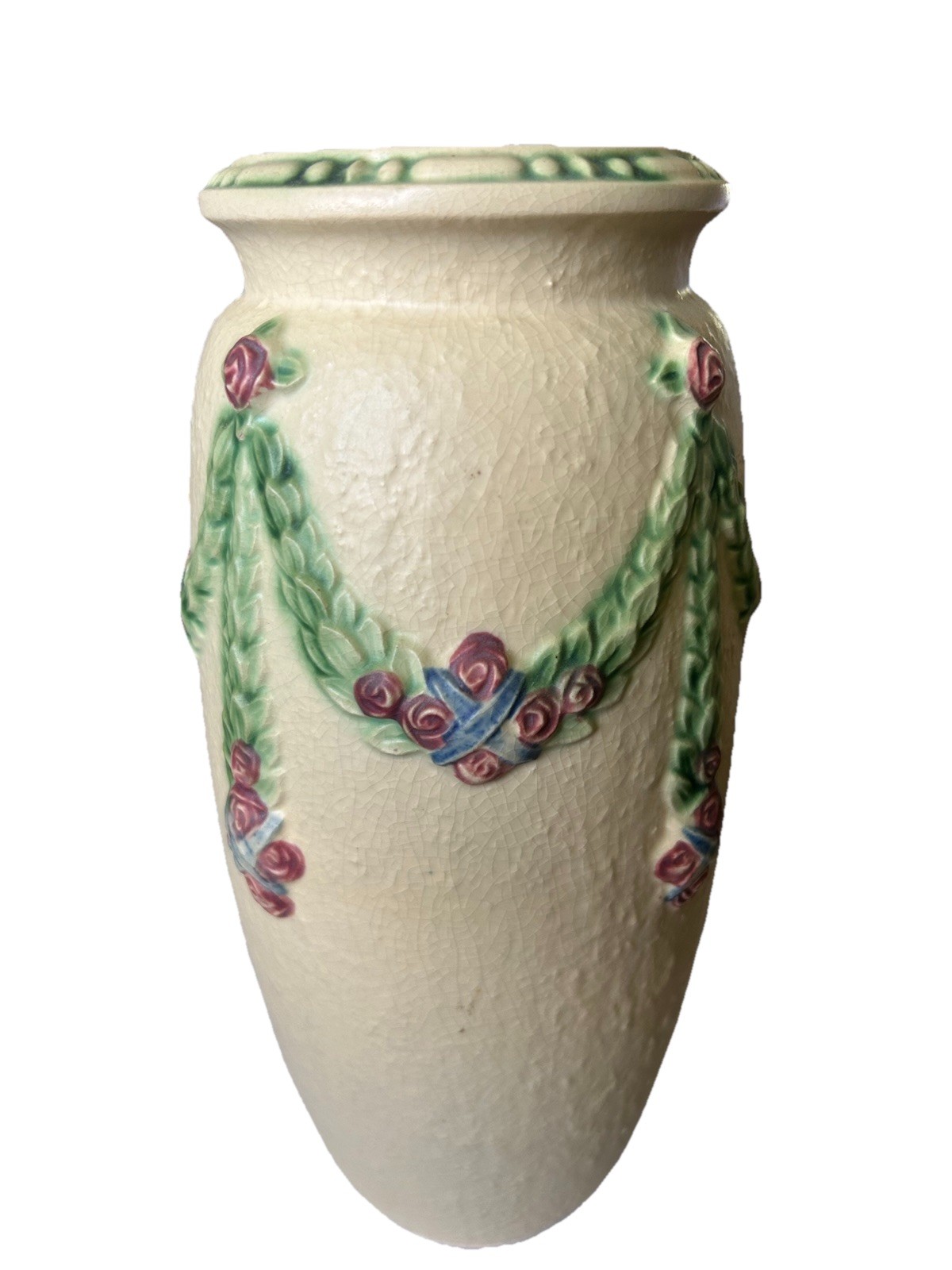 Roseville 10” Antique La Rose Vase In Excellent Mint Condition Roseville 10” Antique La Rose Vase In Excellent Mint Condition