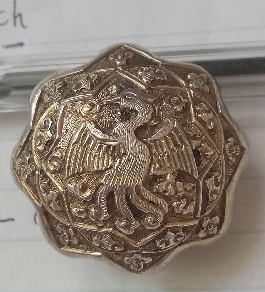 Vintage Chinese China SC NO. 23 SILVER Gold Washed Phoenix Bird Clip Vintage Chinese China SC NO. 23 SILVER Gold Washed Phoenix Bird Clip