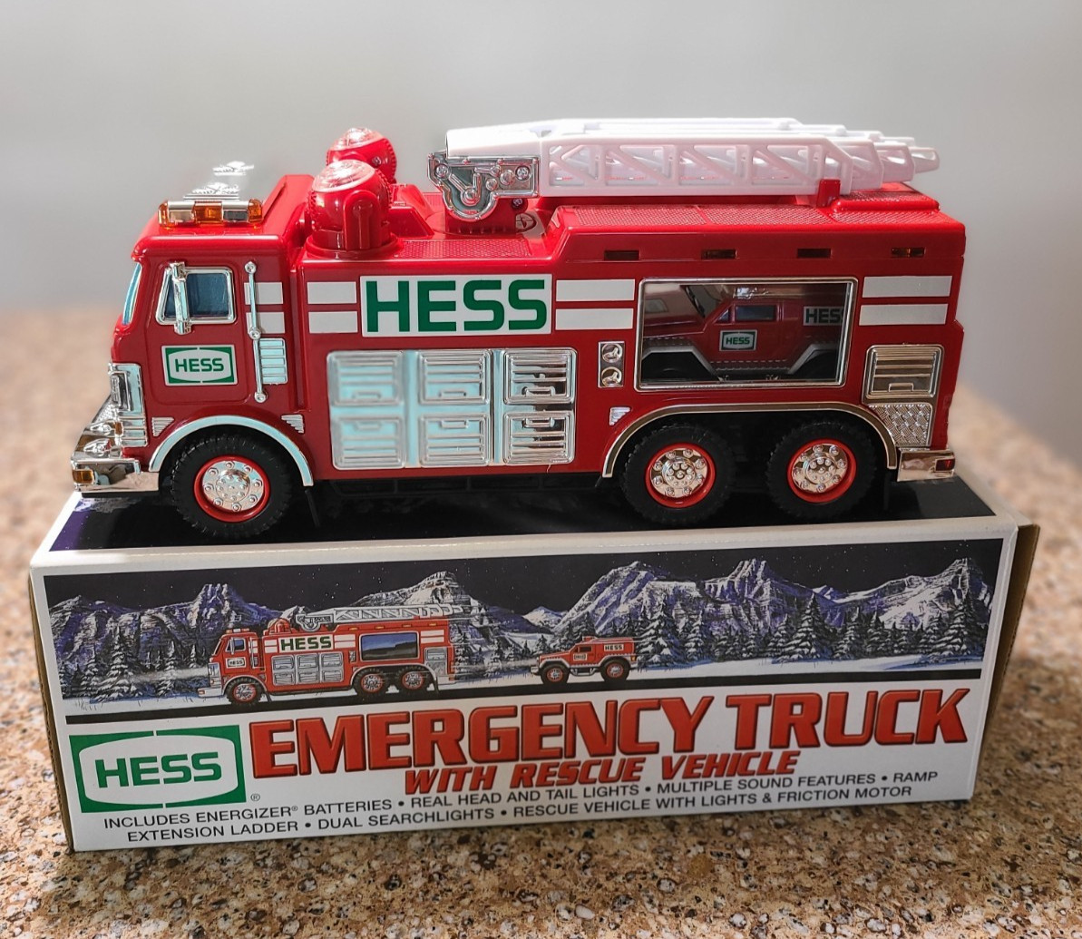 Vintage 2005 Hess Emergency Truck with Rescue Vehicle Original Box Red White
