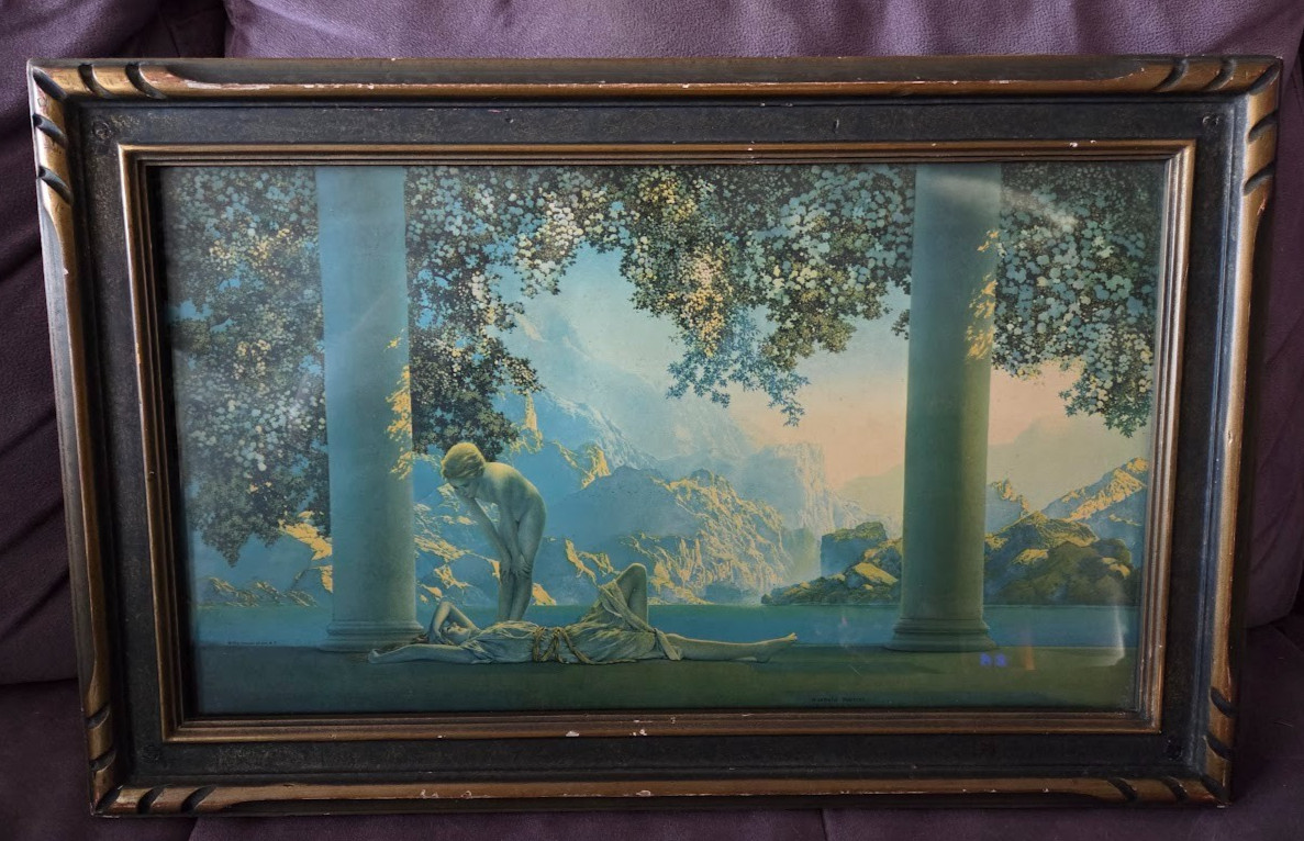 Antique Early 20th Century Maxfield Parrish “Daybreak” Lithographic Antique Early 20th Century Maxfield Parrish “Daybreak” Lithographic