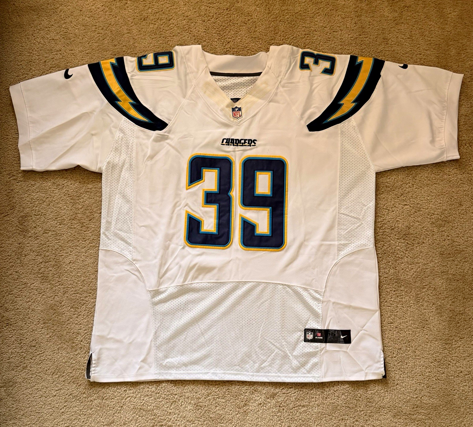 Nike Mike Woodhead #39 San Diego Chargers Jersey Men\'s 56 White NFL