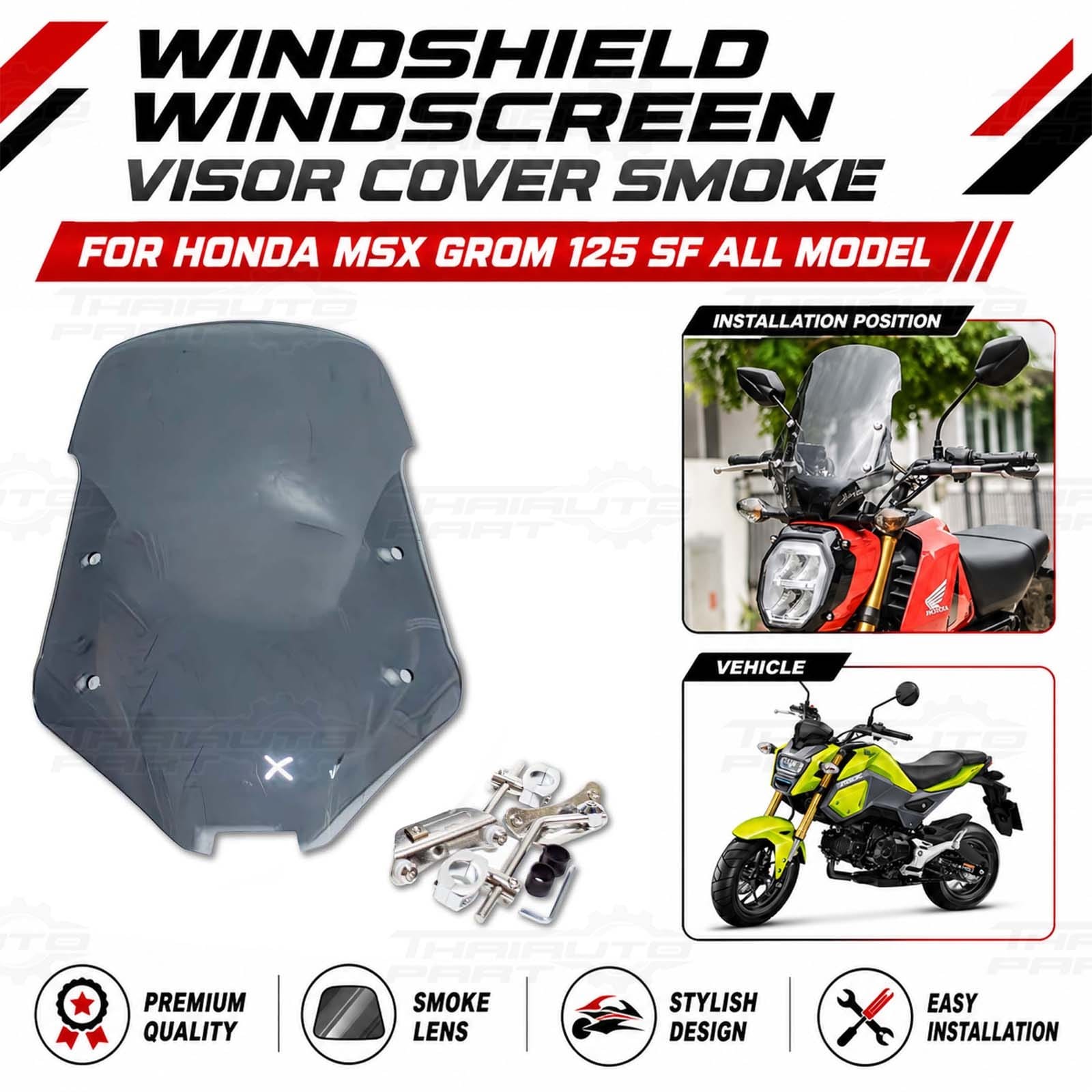FOR HONDA MSX GROM 125 SF ALL MODEL WINDSHIELD WINDSCREEN VISOR COVER SMOKE FOR HONDA MSX GROM 125 SF ALL MODEL WINDSHIELD WINDSCREEN VISOR COVER SMOKE